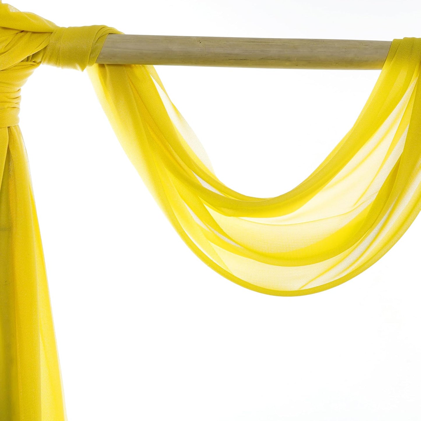 VDS Pack of 2 Panel (30 Inch X 50 Feet) Wedding Arch Draping Fabric Sheer Chiffon Fabric Drapery for Wedding Ceremony Reception Swag Backdrop Canopy Chuppah ARBO Altars Decoration (Yellow)