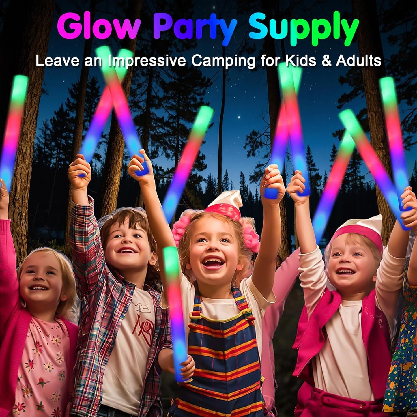 55 PCS Foam Glow Sticks, Foam Light Up Sticks Party Supplies with 3 Mode Colorful Flashing, Glow Sticks Bulk Party Pack, Led Foam Sticks for Birthday, Wedding, Halloween, Carnival, Concert