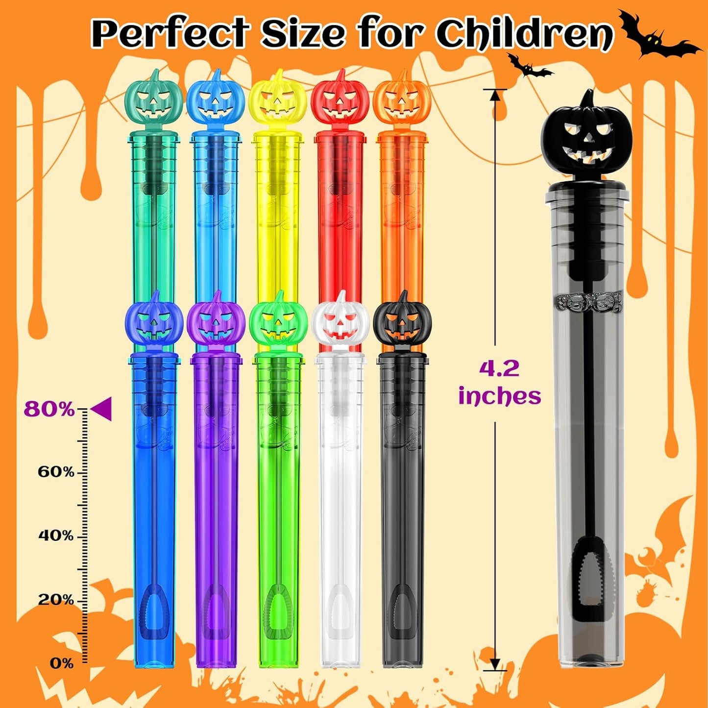 SpringFlower 400 PCS Halloween Mini Bubble Wands, Halloween Party Favors for Kids, Halloween-Themed Bubble Wands In 10 Colors, Goodie Bag Fillers