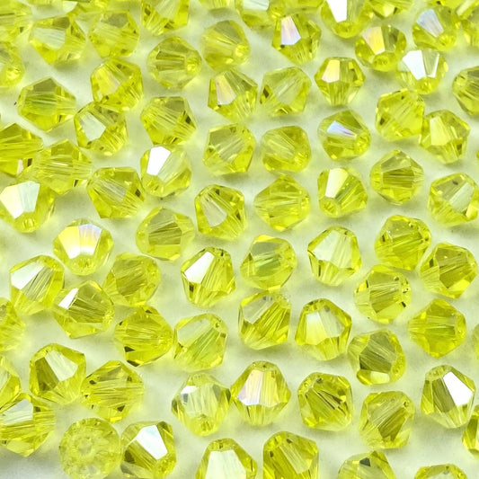 400pcs 4mm Bicone Crystal Glass Beads Loose Spacer Beads Faceted Craft Beads for Jewelry Making DIY Necklace Bracelet Earring Wind Chimes Suncatchers Ornamen(Lemon Yellow AB)