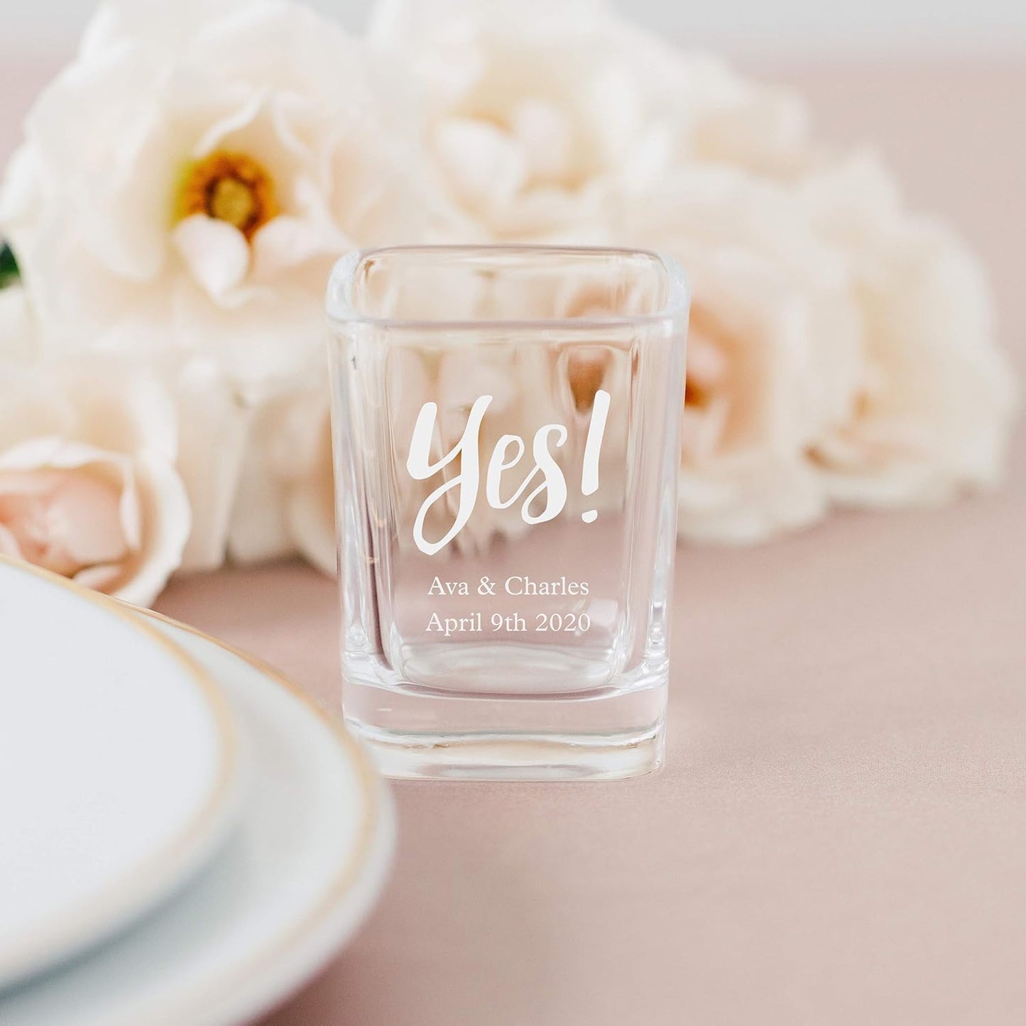 WEDDINGSTAR Personalized 2oz Square Shot Glass Customizable Full Color Print - 120 pack
