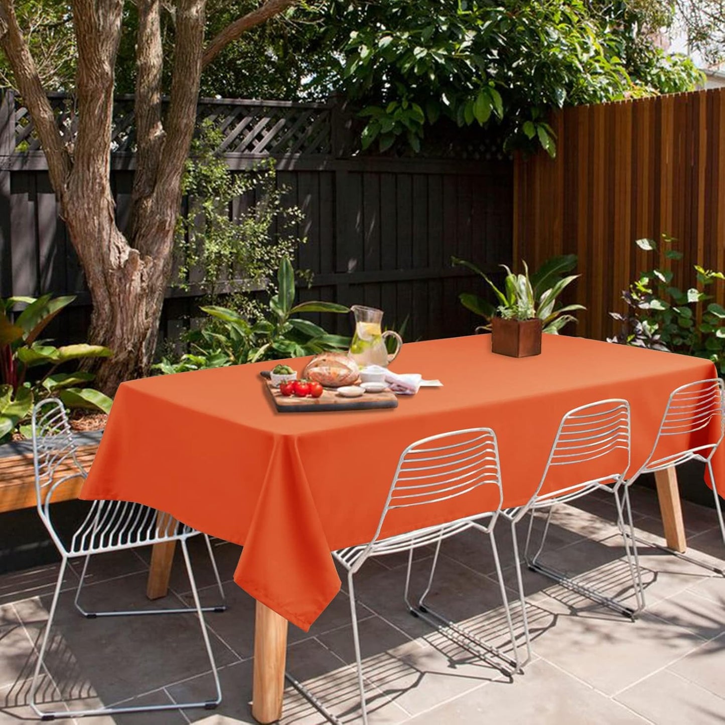 Hiasan Small Tablecloth for Square Tables - Waterproof and Spillproof Washable Fabric Table Cloth for Dining Room Thanksgiving Party (Pumpkin Orange, 40 x 40 Inch)