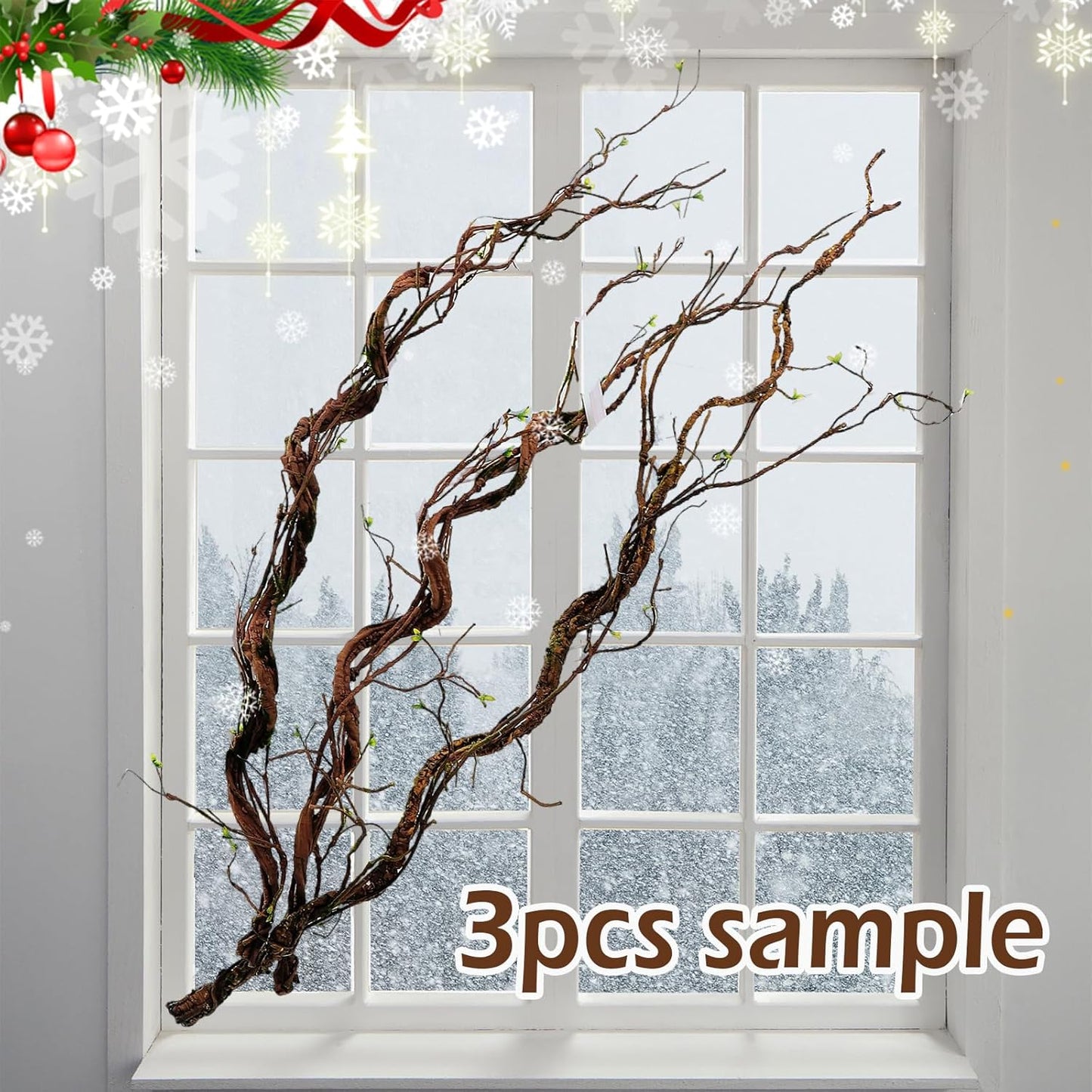 1Pcs 63in Wall Hanging Artificial Plants Tree Trunk Fake Cherry Tree Branches Rattan Liana Cane Vine for Wedding Outdoor Garden Home Living Room Christmas Decoration