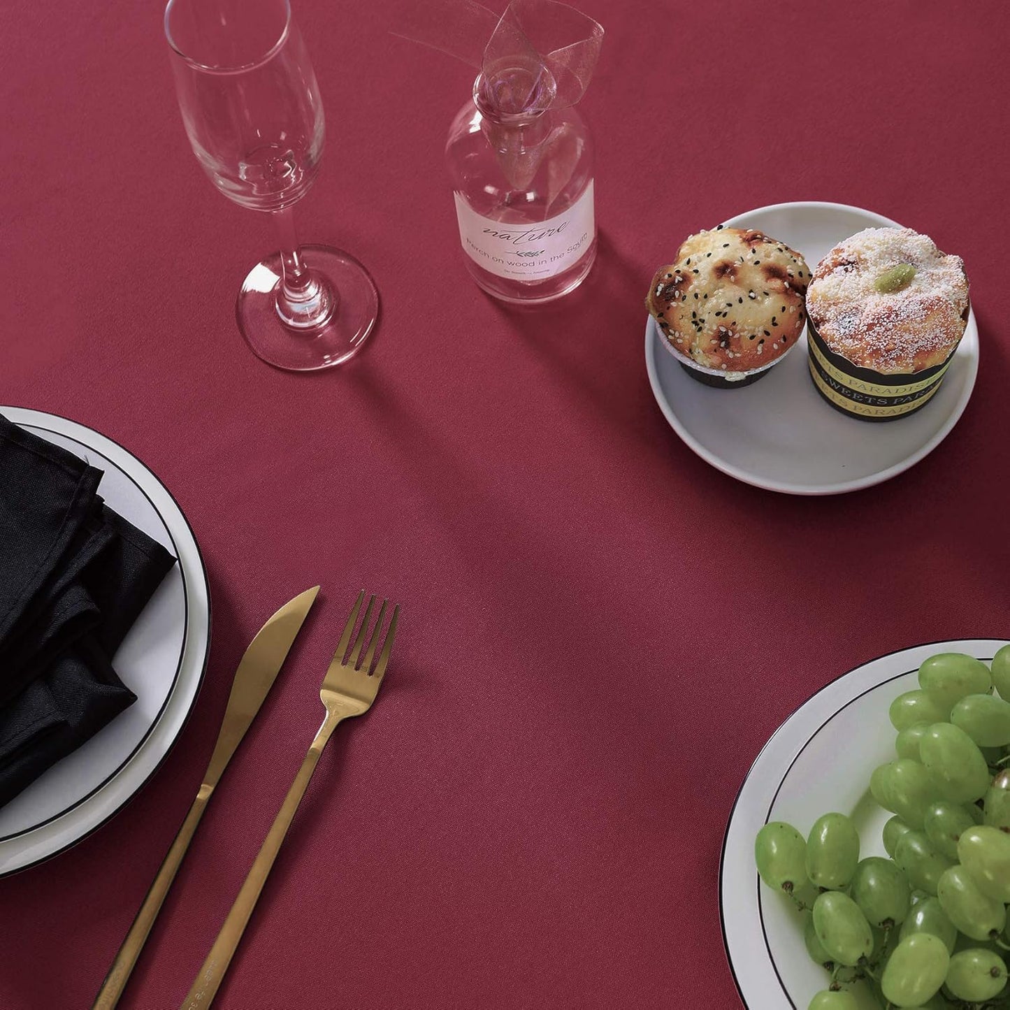 70 inch Round Tablecloth Washable Polyester Table Cloth Decorative Table Cover for Wedding Party Dining Banquet（70 inch,Burgundy）