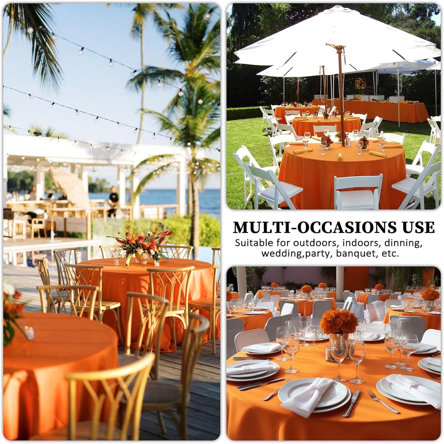 8 Pack Orange Round Tablecloth 120 Inch Stain and Wrinkle Resistant Round Orange Table Cloth Reusable and Washable Polyester Fabric for Buffet Wedding Party and Banquet