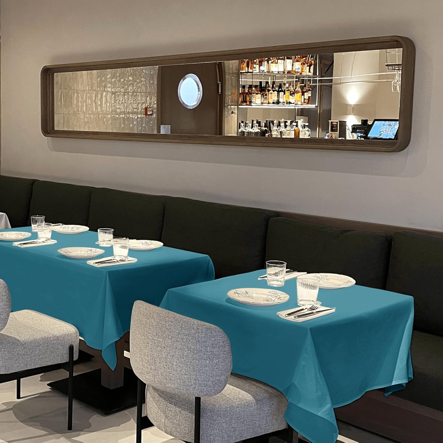 sancua Square Tablecloths 85x85 Inch, 2 Pack - Teal Fabric Table Cloth for Square or Round Tables, Washable Polyester Table Cover for Outdoor Party, Birthday, Buffet, Resturant