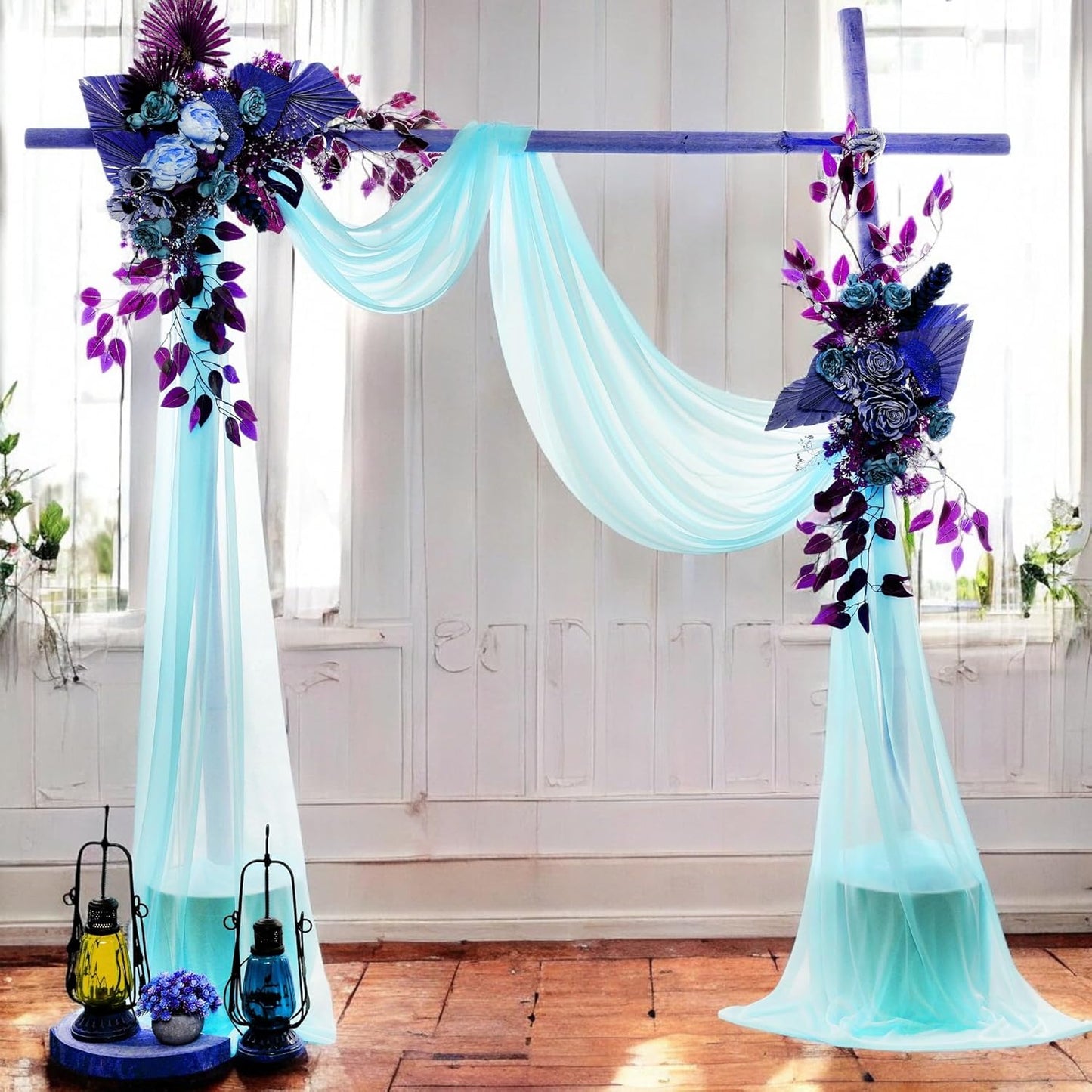 MDS Halloween Chiffon Draping Fabric - 1 Panel, 30" Wide x 20ft Long - Sheer Spooky Arbor & Canopy Drapery for Haunted House Backdrops, Party Ceilings, DIY Costumes & Themed Events - Teal
