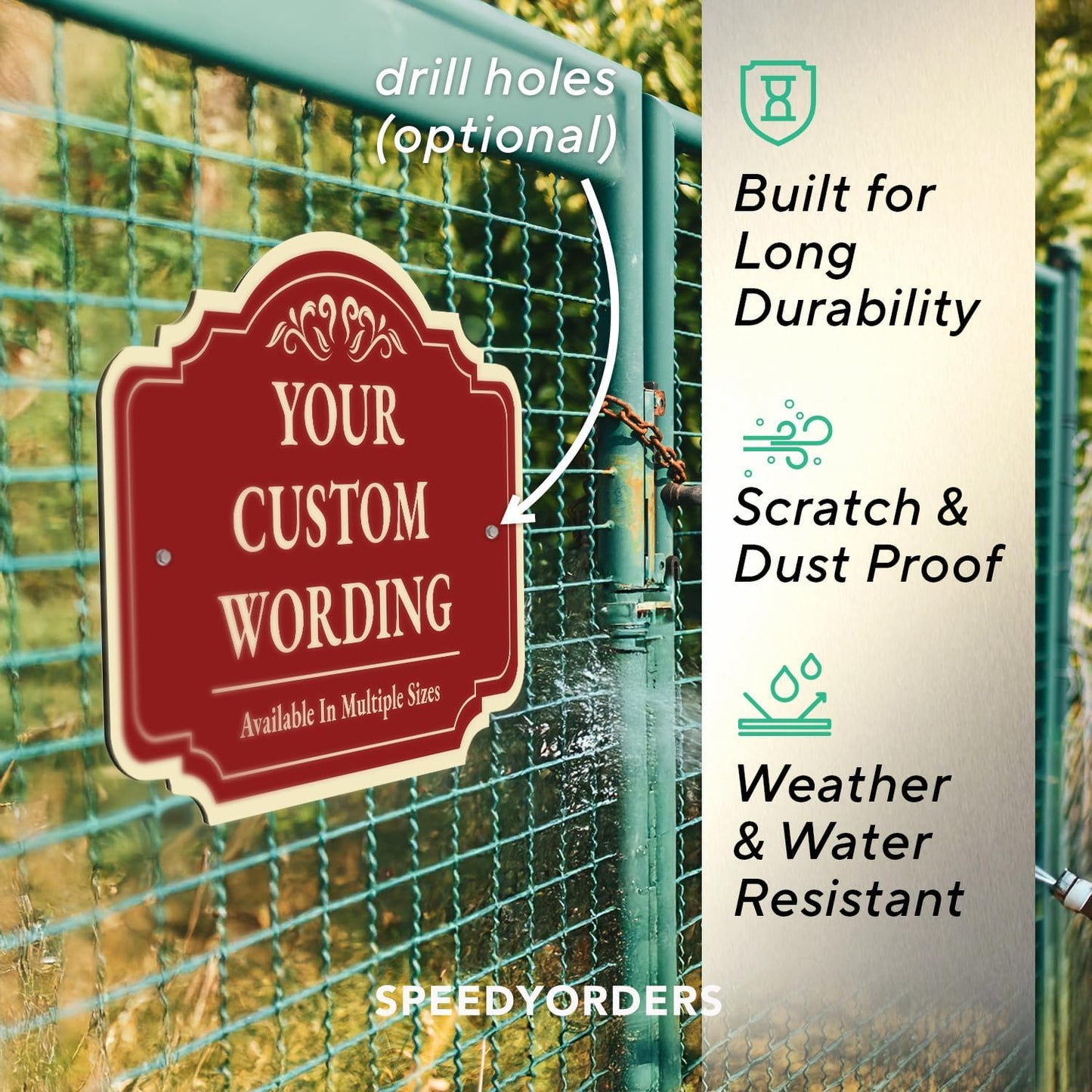 Custom Decorative Outdoor Metal Sign - Personalized Aluminum Driveway Sign, Waterproof, Made in USA - Design 2 Red Brick 42x28 In