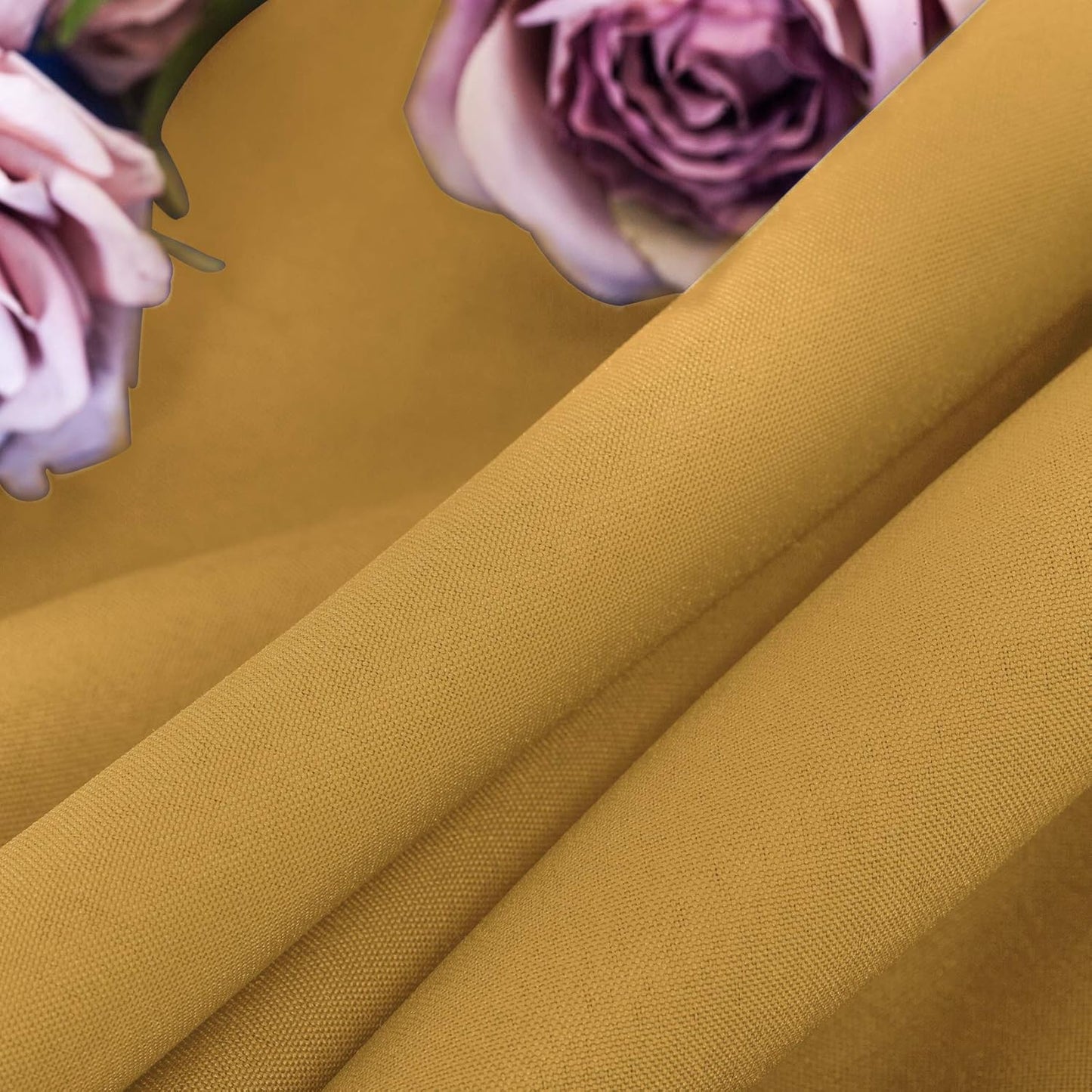 Ascoza 2pack 132 Inch Gold Round Tablecloth in Washable Polyester Fabric for Wedding/Banquet/Restaurant/Parties