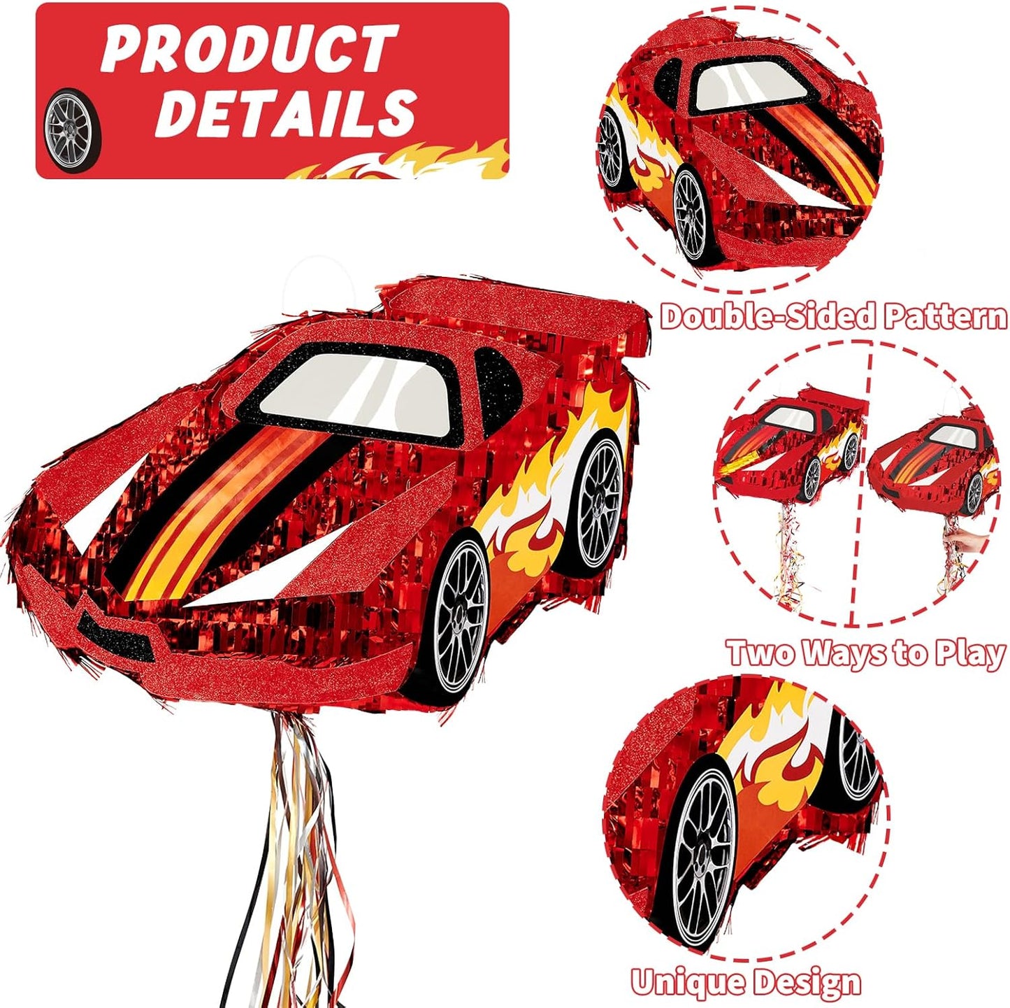 WERNNSAI Race Car Piñata - Race Car Birthday Decorations Truck Car Pinata Bundle with Blindfold and Bat Monster Truck Party Favors for Kids Boys Exciting Party Games Supplies