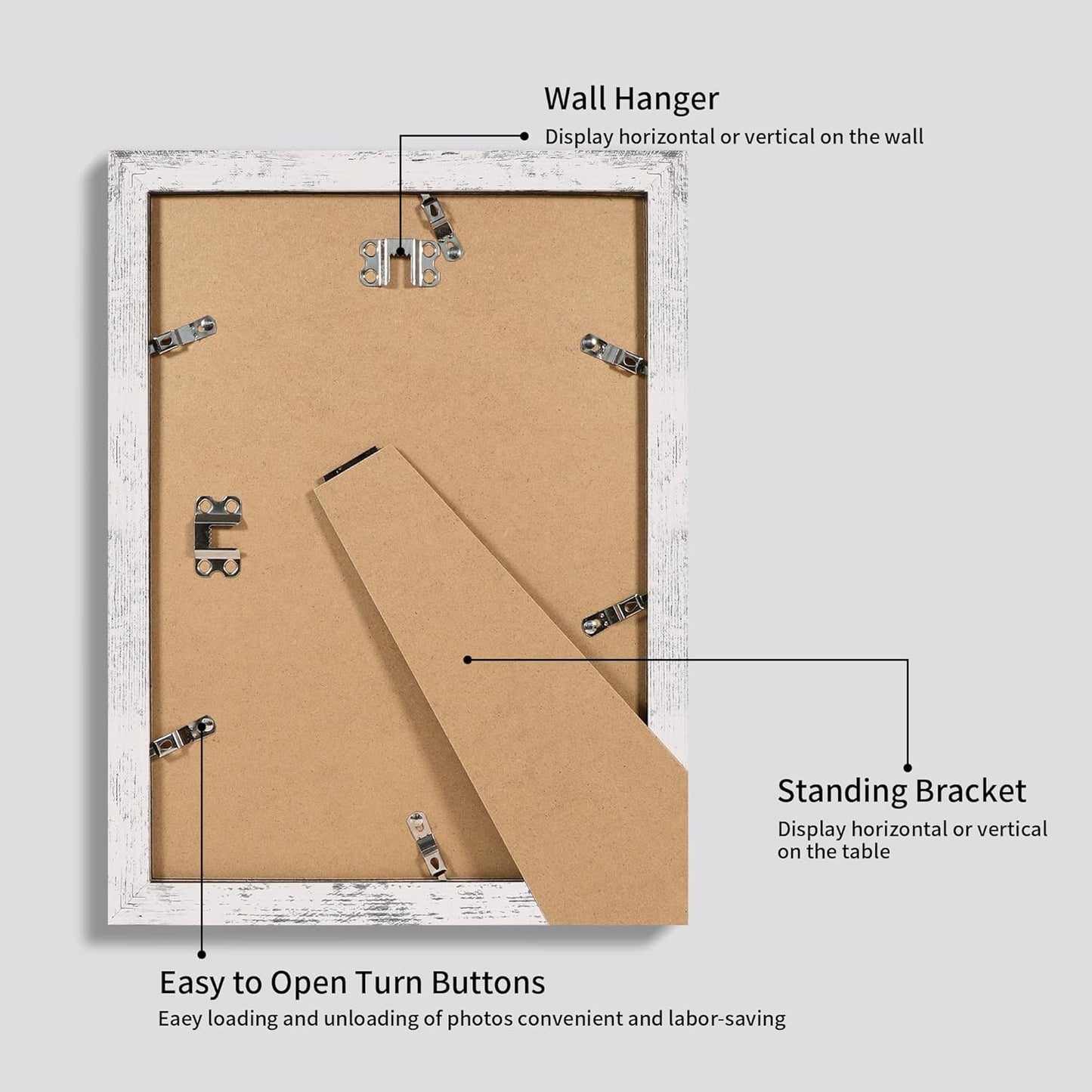 9x12 Picture Frame Set of 4 with Tempered Glass, Distressed White Frame Display 6x8 Picture with Mat or 9 x 12 Without Mat, Wooden Photo Frame for Wall Mount and Tabletop Display
