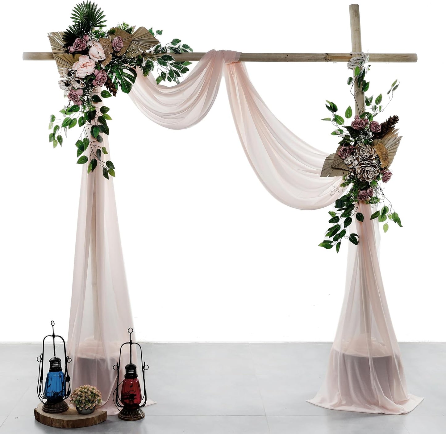 VDS Pack of 1 Panel (30 Inch X 40 Feet) Wedding Arch Draping Fabric Sheer Chiffon Fabric Drapery for Wedding Ceremony Reception Swag Backdrop Canopy Chuppah ARBO Altars Decoration (Nude)