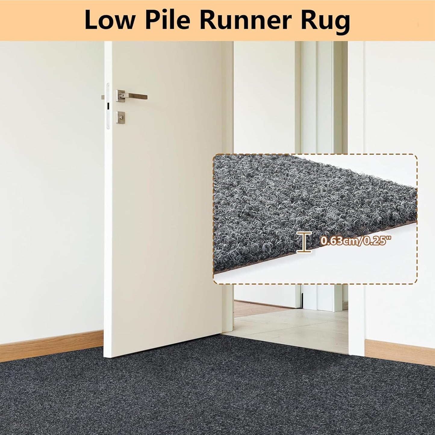 jxgzyy Runner Rugs 3 x 10 ft, Non Slip Entrance Doormat, 0.25” Thickness Indoor Outdoor Carpet Runner with Rubber Backing, Waterproof Custom Size Heavy Duty Floor Mat for Hallway Laundry Patio