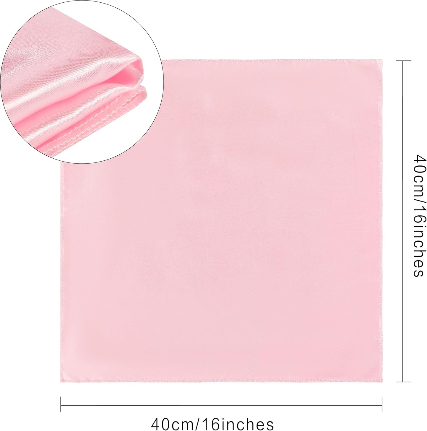 36 Pack Square Satin Dinner Napkins, 16x16 Inches Silky Soft Smooth Table Cloth Napkins for Restaurant Weddings Banquet Party Decoration, Pink