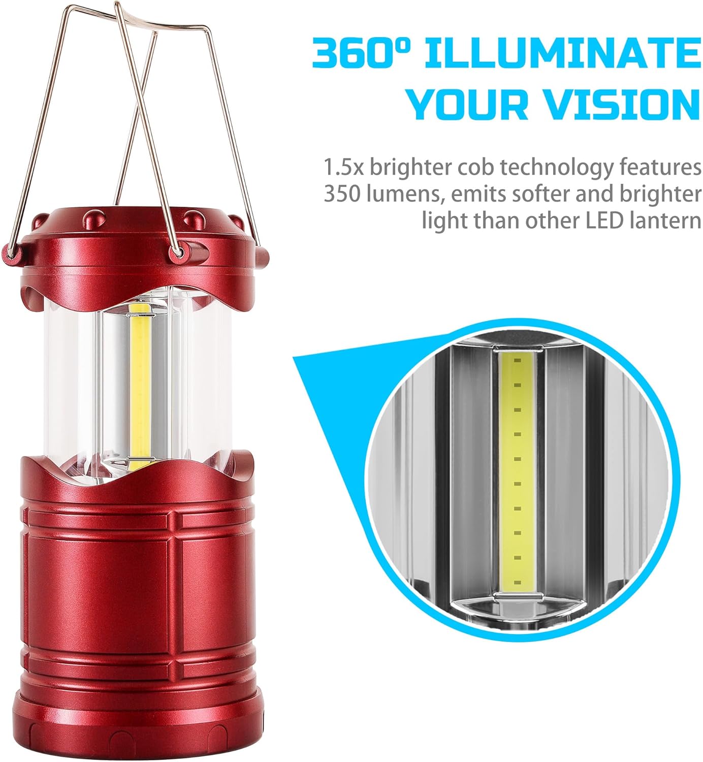 Lichamp LED Camping Lantern, 4 Pack Battery Powered Flashlight for Power Outages, Portable Collapsible Hanging Light Essential for Home, Outdoor, Emergency Lamp Survival Kit Gear for Hurricane,B4BD