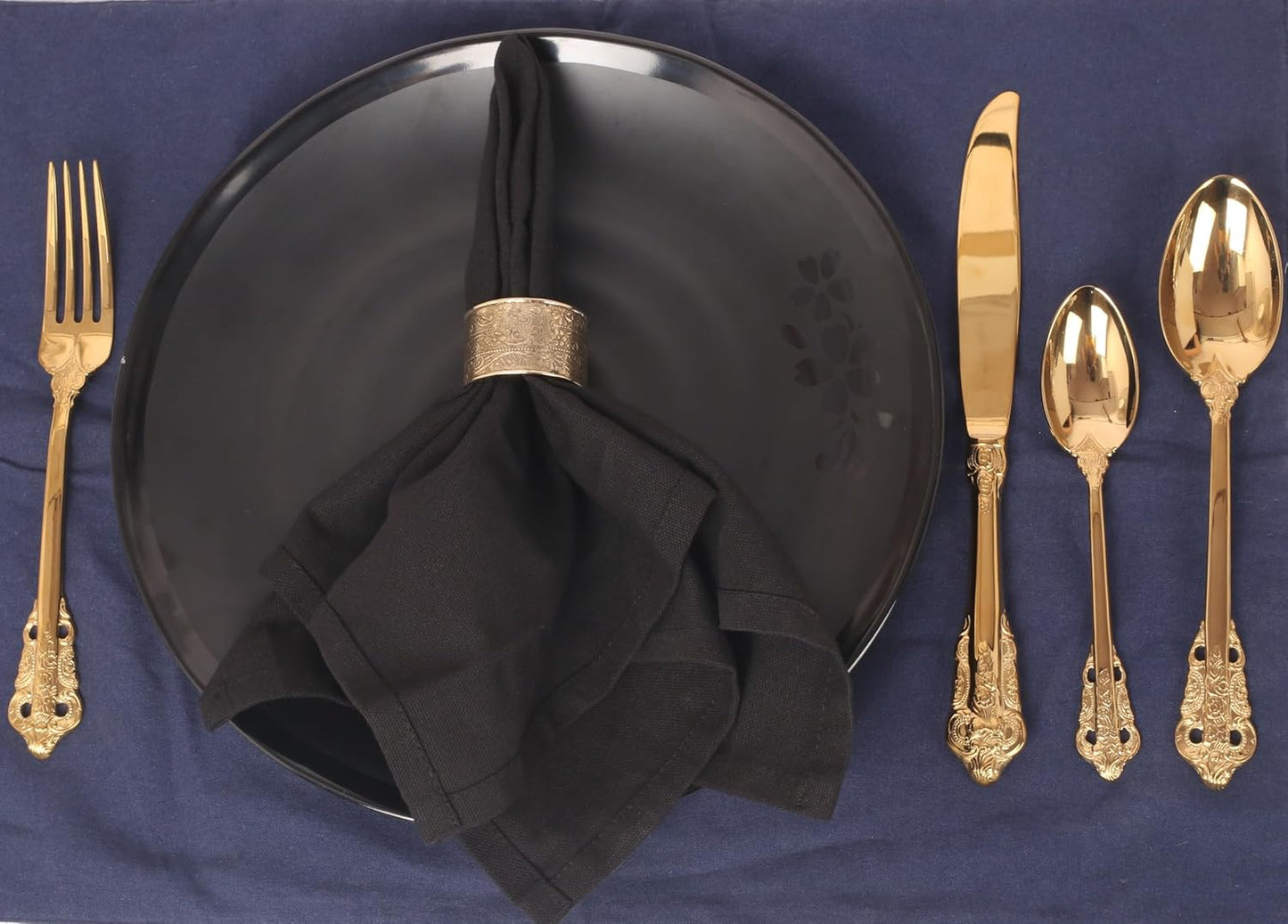 Gorgeous Beautifully Handcrafted Floral Large Size Gold Color Party Dining Table Napkin Holders (Set of 8)