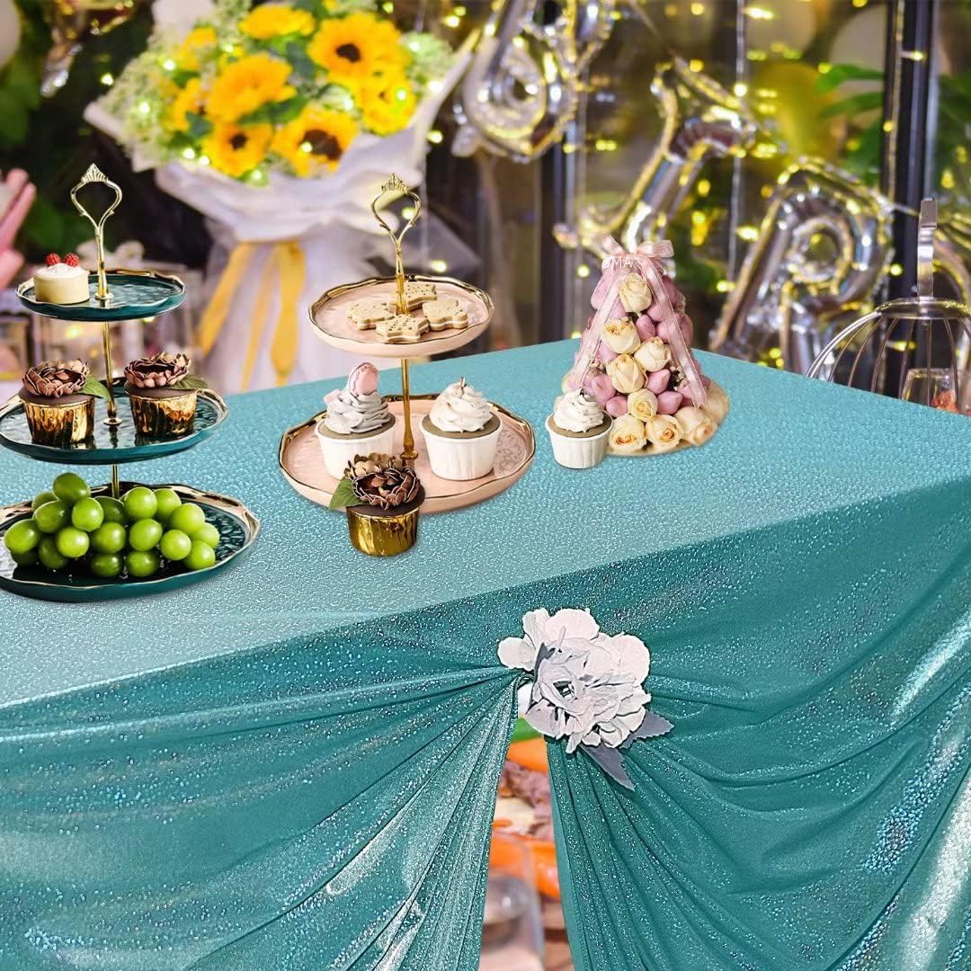 Fitable Sequin Tablecloth for Parties 60x60 Inch - Sparkle Glitter Table Cloth Laser Square Overlay for Wedding Baby Shower Ceremony Birthday Holiday Banquet Decor, Teal