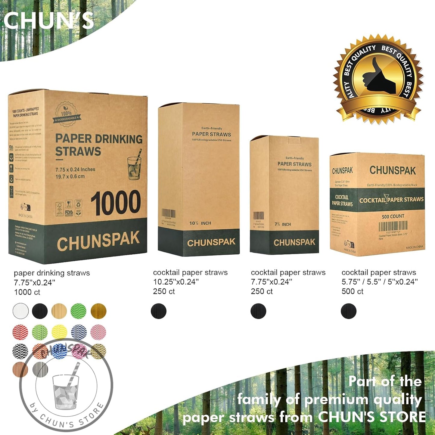 [1000 Count] Yellow Paper Drinking Straws, 7.75 Inch -Restaurant Bulk Pack