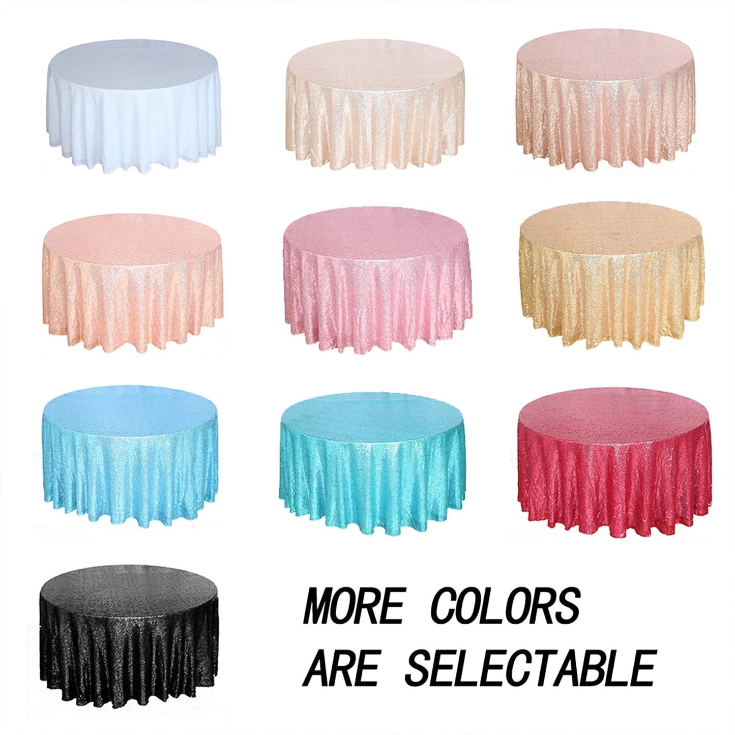 JYFLZQ Black Sequin Tablecloth - 90" Round Sparkly Glitter Metallic Table Cloths Table Cover Overly for Halloween, Retirement, Birthday Party, and Graduation Decorations