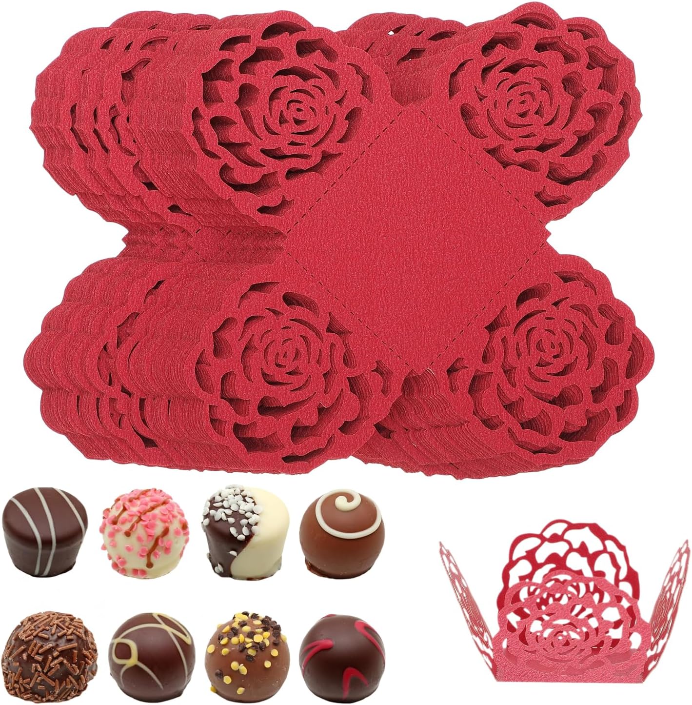 50Pcs Truffle Cupcake Wrapper Liners, Paper Chocolate Candy Wrappers, Peanut Liners Dessert Tray Baking Cups for Muffin Cupcake Birthday Wedding Decoration