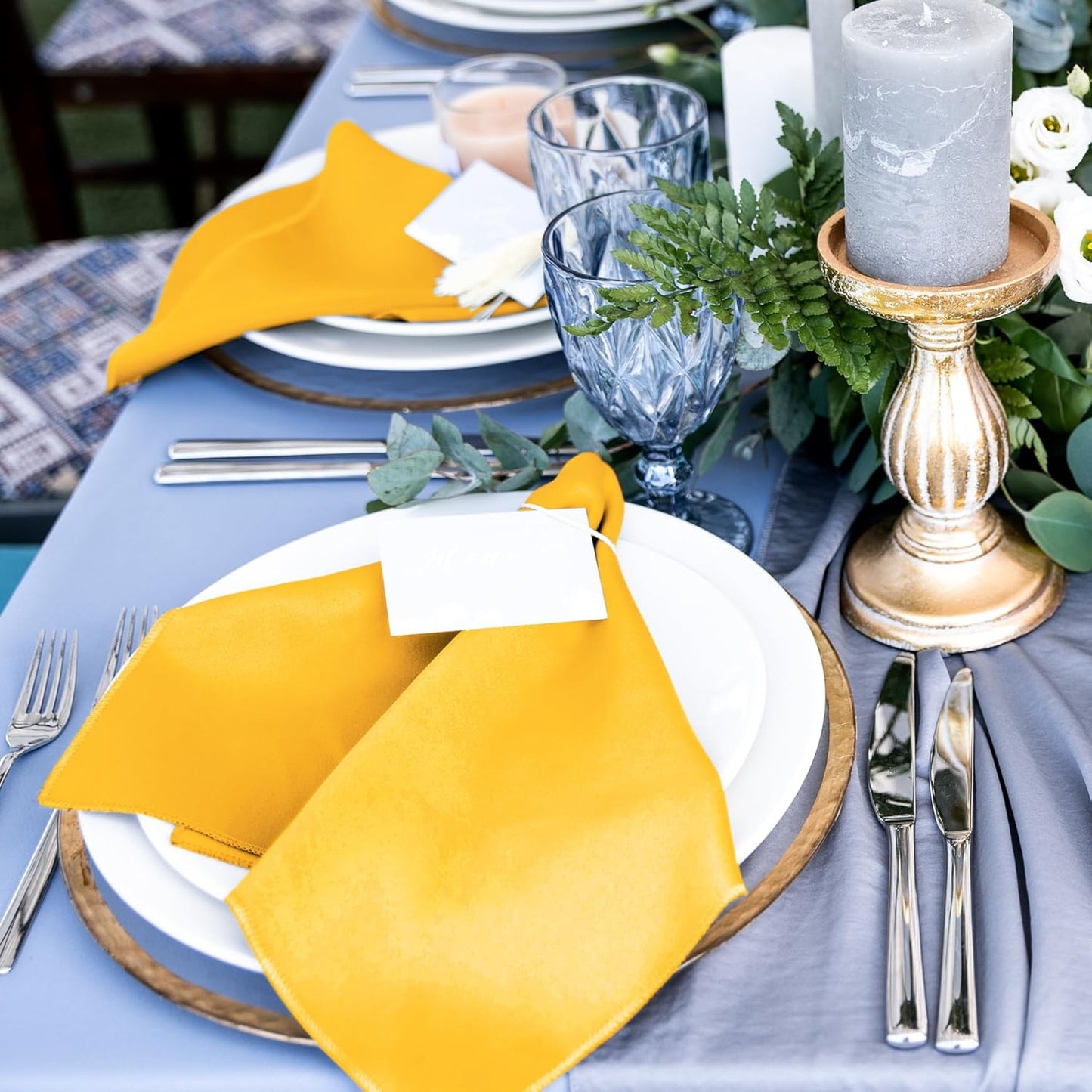 ANECO 12 Pieces Satin Napkins Soft Dinner Napkins Square Table Napkins 17 x 17 Inches for Restaurant Weddings Party Dinner Decoration (Pastel Yellow)