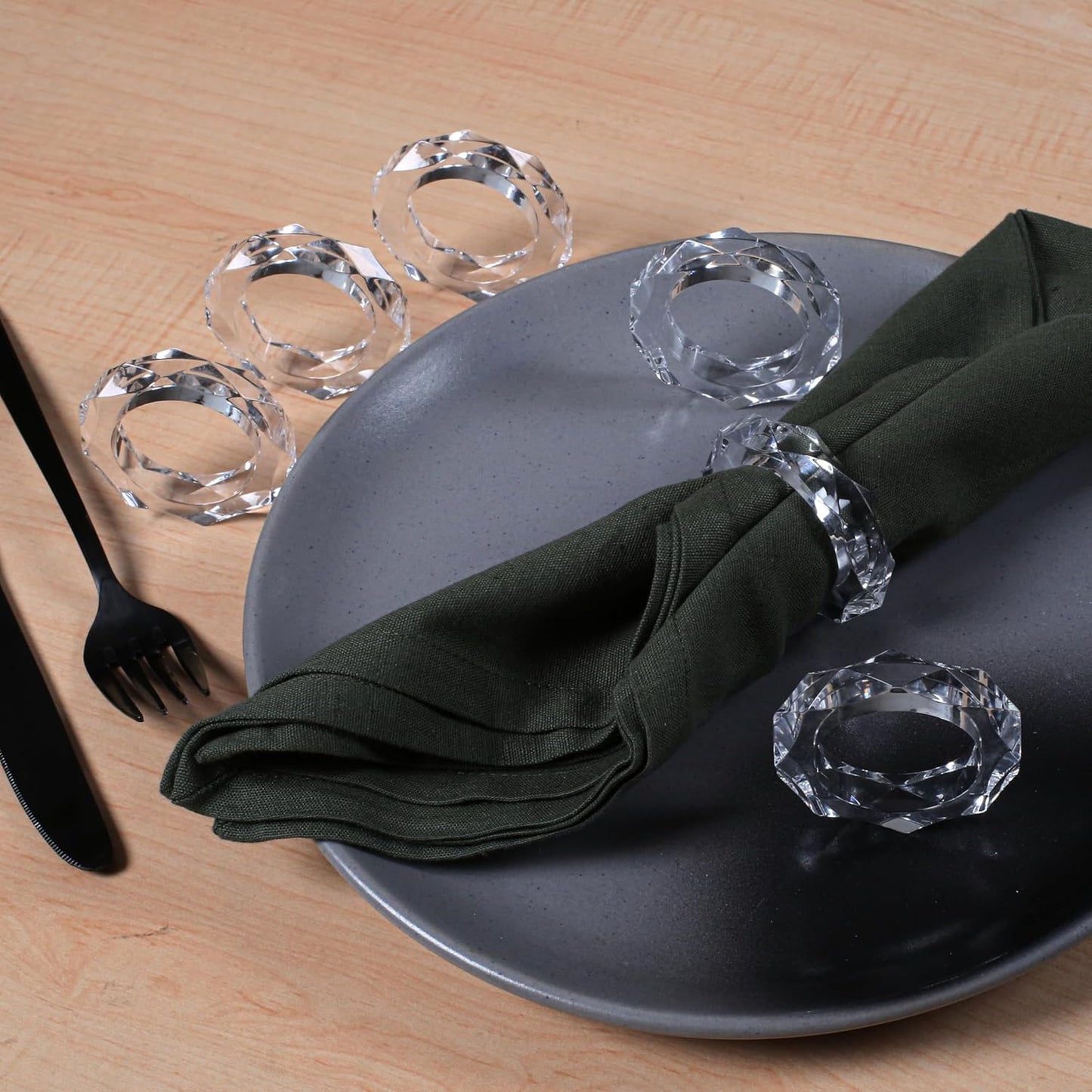 Transparent Acrylic Napkin Rings - Set of 12 Elegant Serviette Holders for Wedding, Party, Dining Table & Holiday Décor - Clear Napkin Rings by ALPHA Living HOME