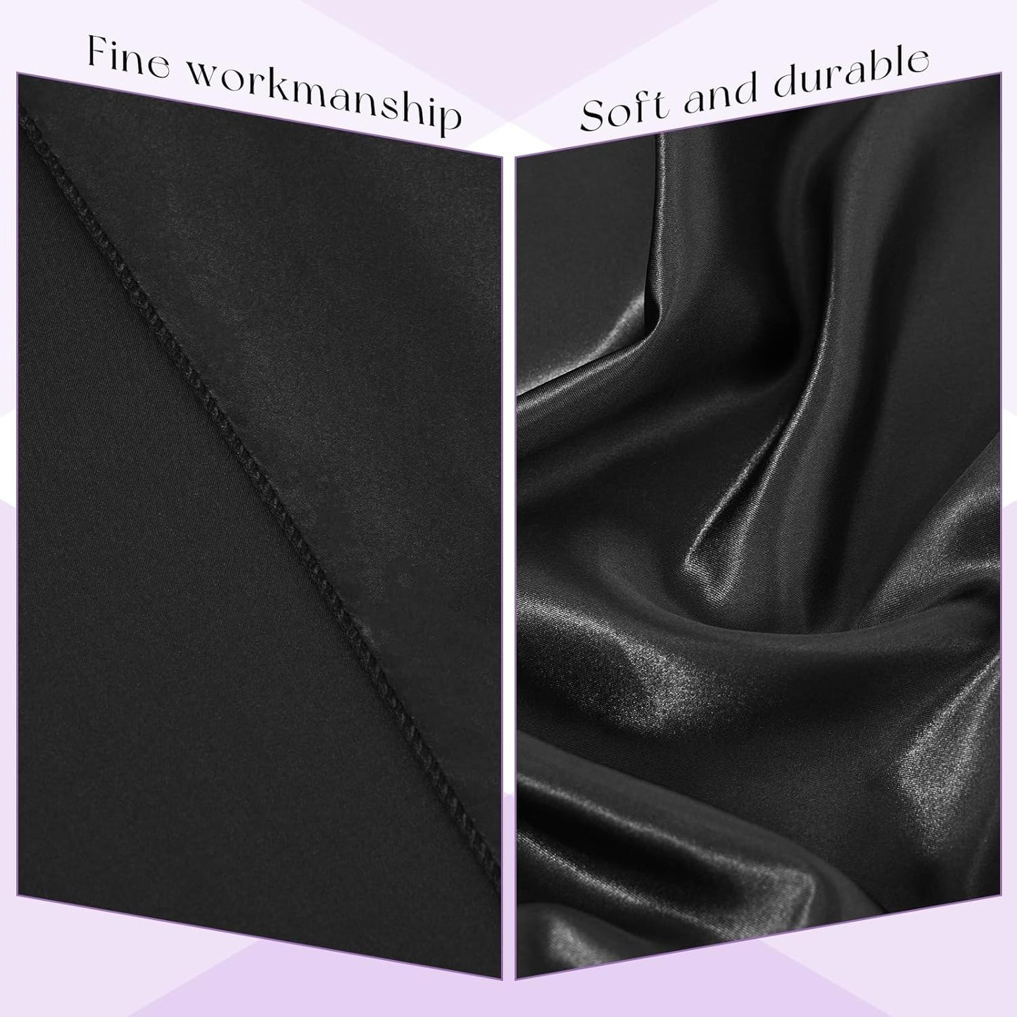 10 Packs Satin Tablecloth 57 x 108 Inch Black Rectangular Table Cloth Silk Tablecloth Smooth Fabric Overlay Satin Table Cover Decoration for Wedding Party Banquet Events
