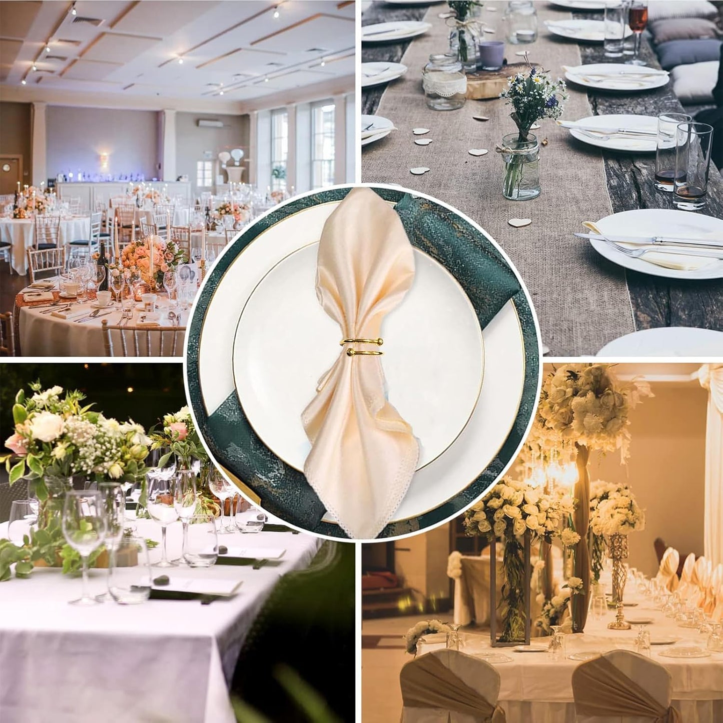 8 Pcs Gold Napkin Rings - Round Napkin Ring,Stainless Steel Napkin Rings,Metal Napkin Ring for Table Settings Wedding Christmas Party Dinner Table(Spring Type)