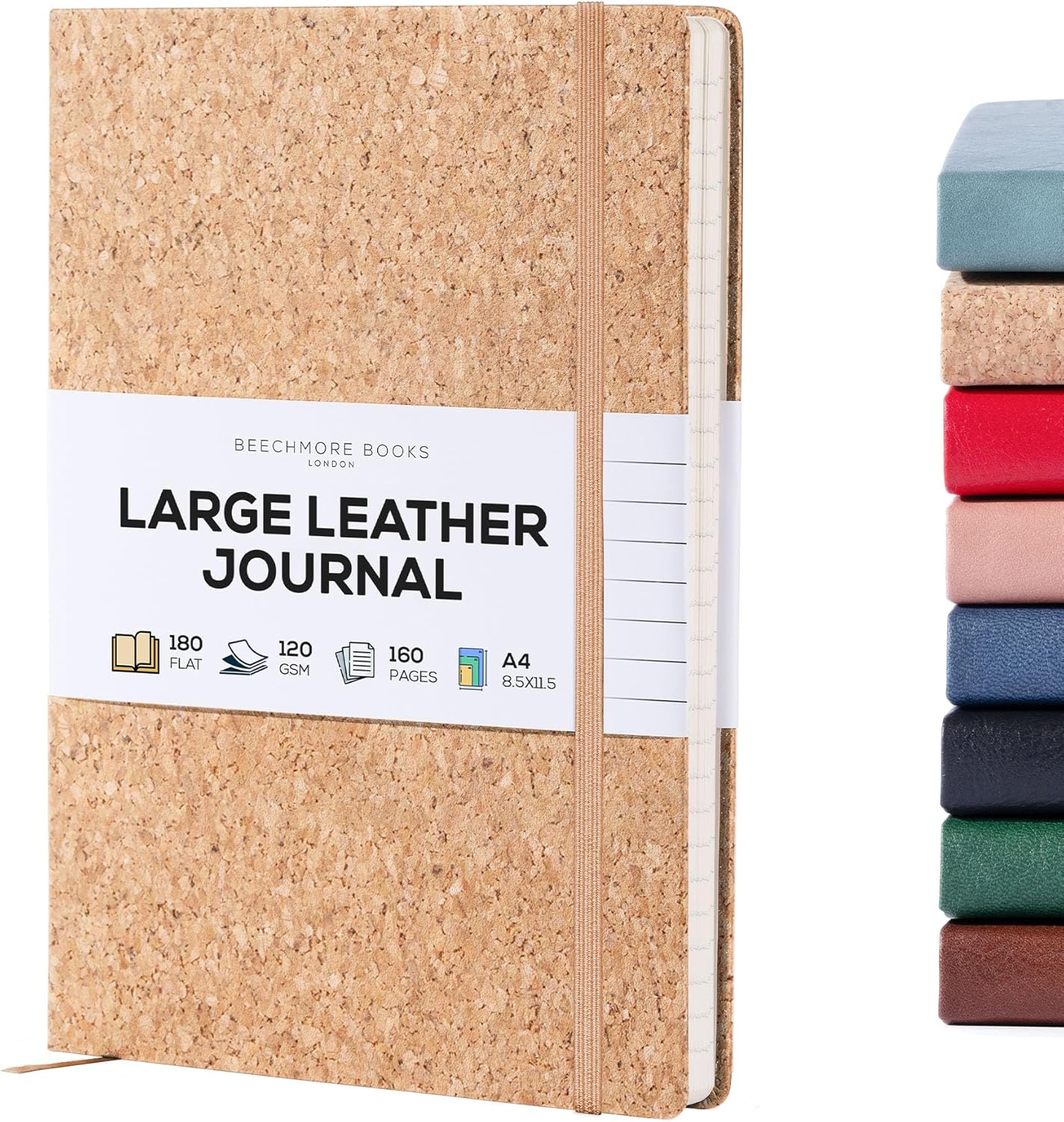 BEECHMORE BOOKS Lined Journal Notebook, 8.5 x 11.5 inch, A4 160 Lined Pages, Hardcover Leather Journals for Women, Men, Writing and Notebooks for Work - 120 GSM Thick Paper, Gifts Box Included