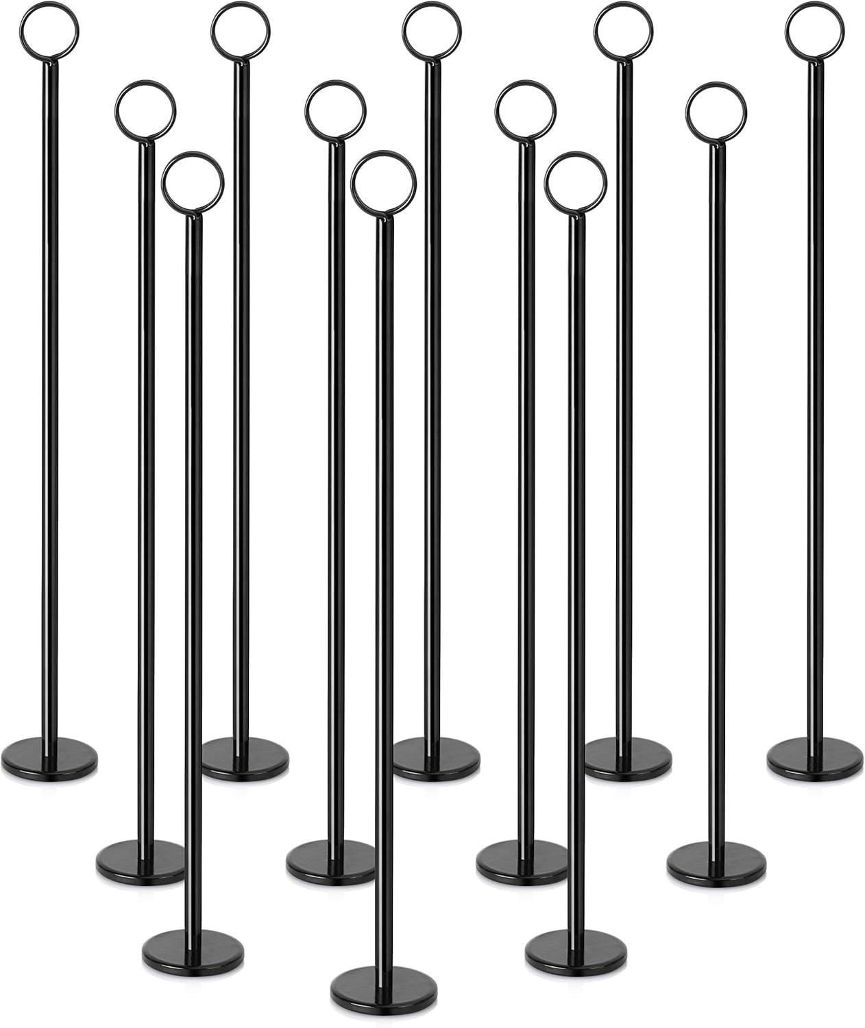 New Star Foodservice 27730 Ring-Clip Table Number Holder/Number Stand/Place Card Holder, 18-Inch, Set of 12, Black Finish