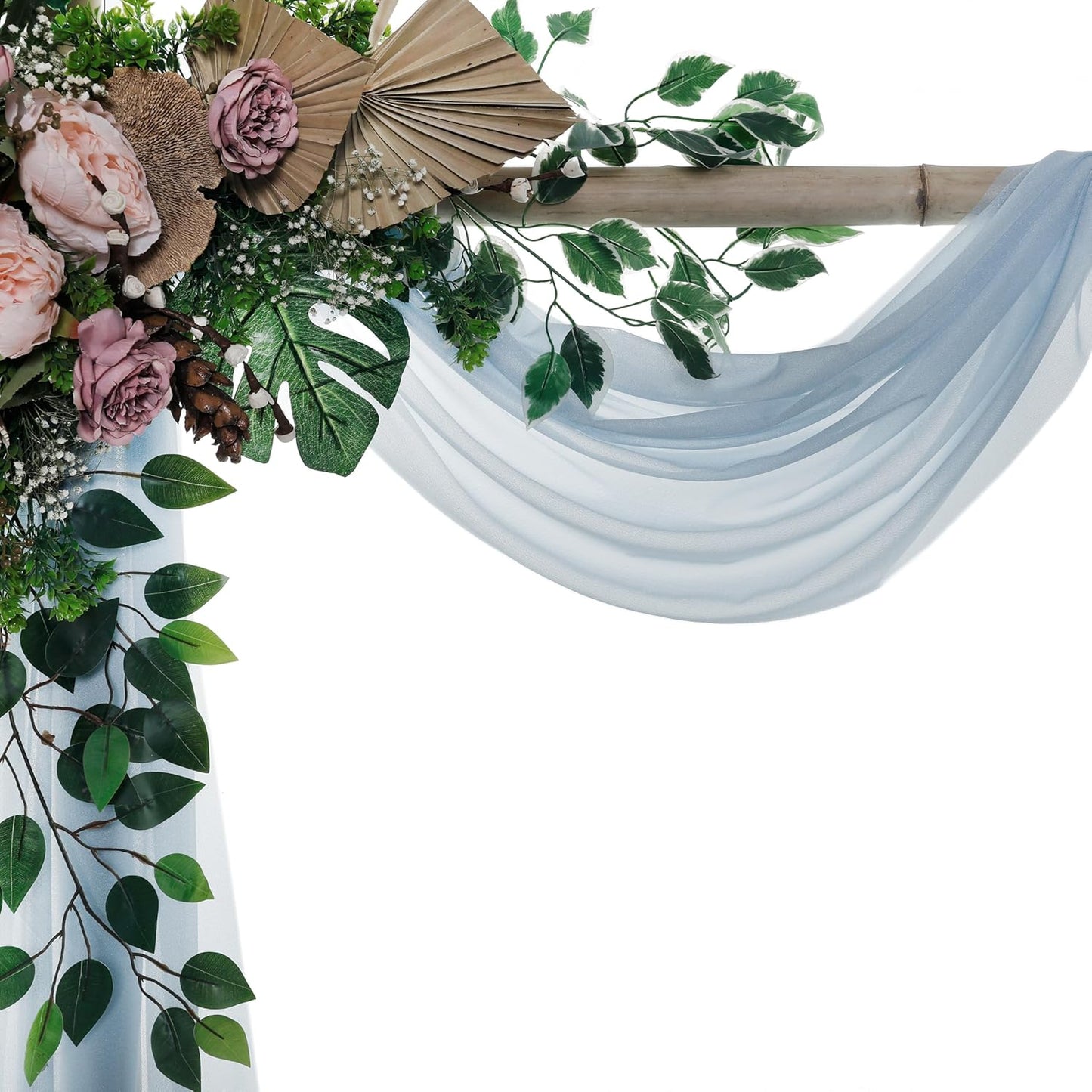 VDS Pack of 1 Panel (30 Inch X 40 Feet) Wedding Arch Draping Fabric Sheer Chiffon Fabric Drapery for Wedding Ceremony Reception Swag Backdrop Canopy Chuppah ARBO Altars Decoration (Baby Blue)
