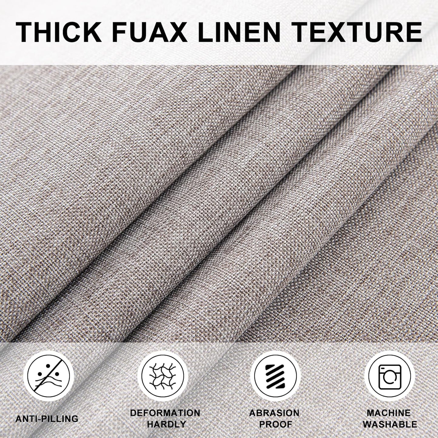 Hiasan Round Linen Tablecloth 108 Inch - Wrinkle and Stain Resistant Washable Polyester Fabric Table Cloth for Dining Room Kitchen Party, Stone