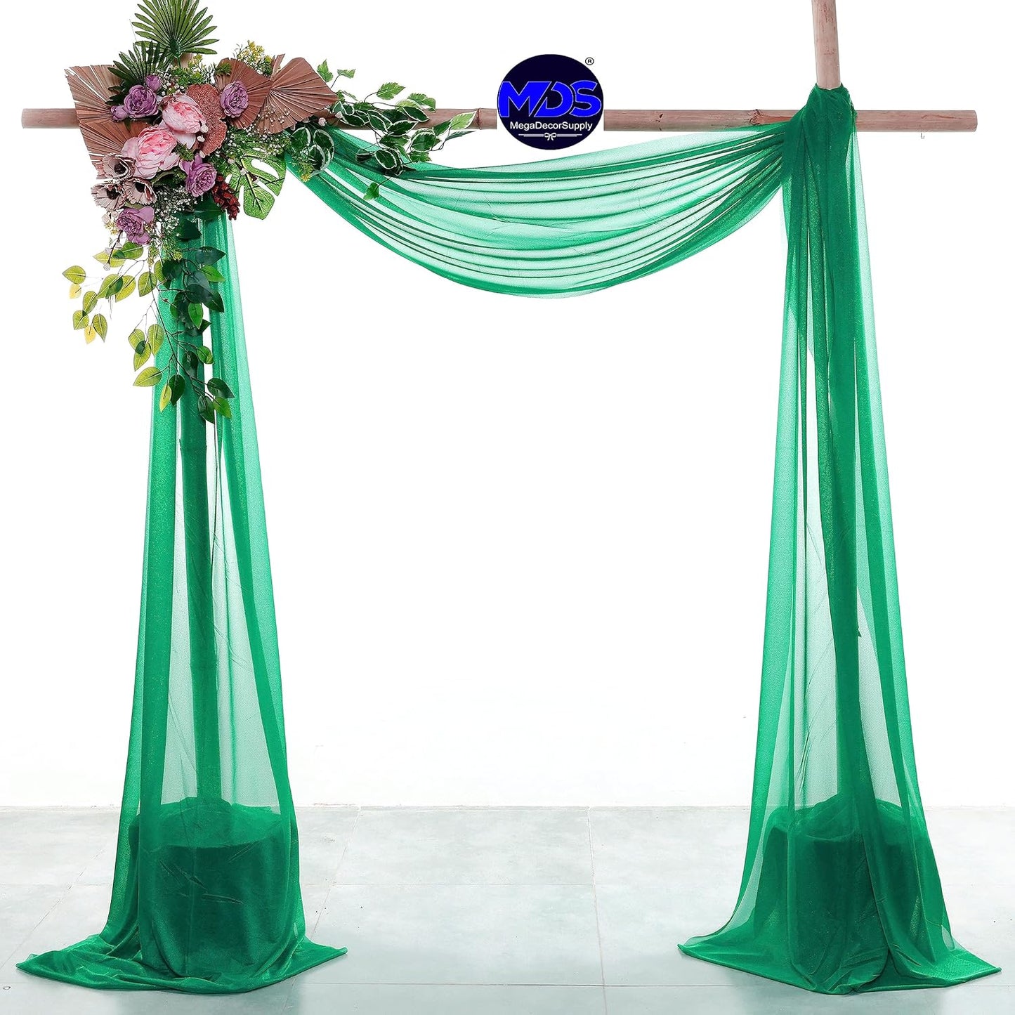 MDS Halloween Chiffon Draping Fabric - 1 Panel, 30" Wide x 30ft Long - Sheer Spooky Arbor & Canopy Drapery for Haunted House Backdrops, Party Ceilings, DIY Costumes & Themed Events - Emerald Green