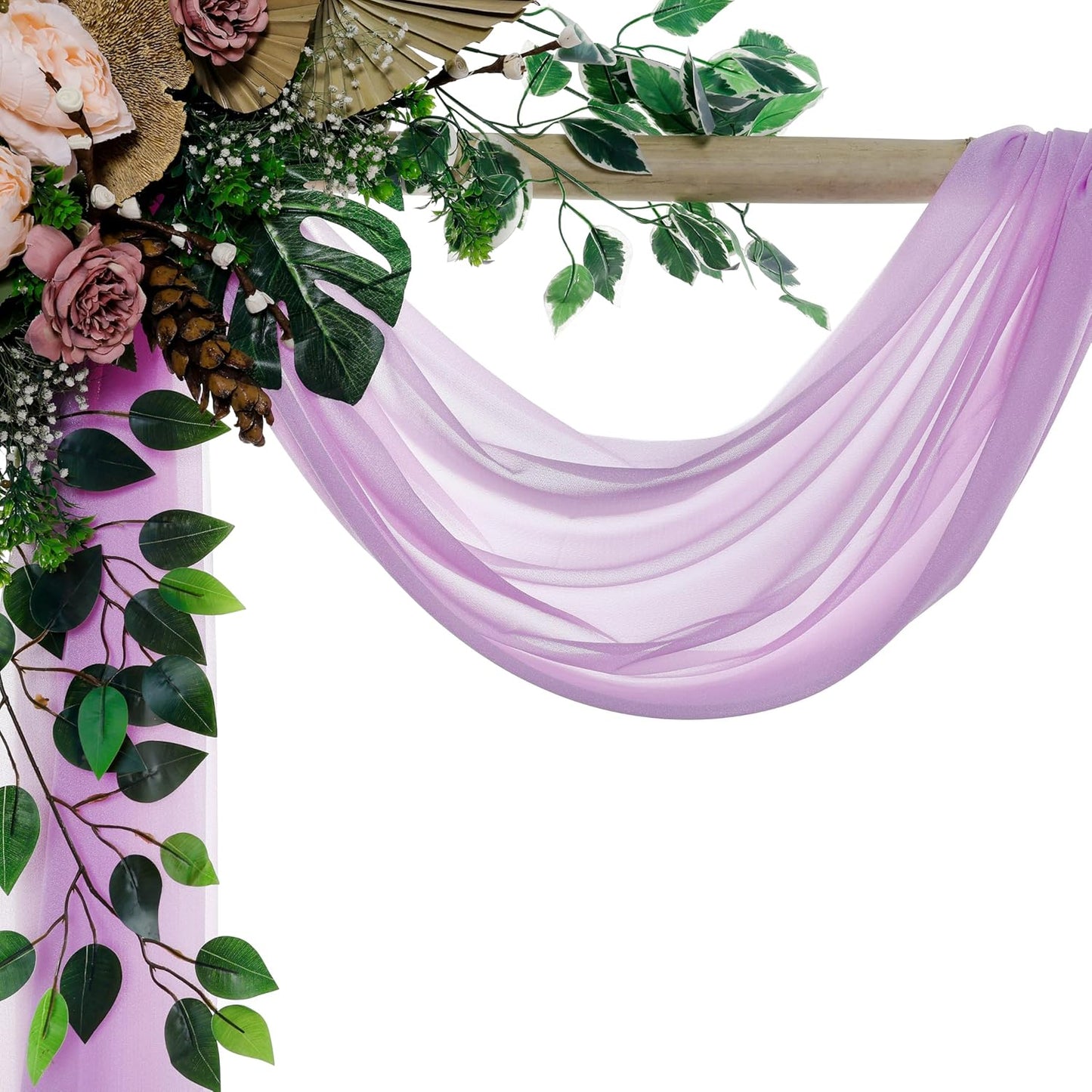 VDS Pack of 1 Panel (30 Inch X 20 Feet) Wedding Arch Draping Fabric Sheer Chiffon Fabric Drapery for Wedding Ceremony Reception Swag Backdrop Canopy Chuppah ARBO Altars Decoration (Orchid)