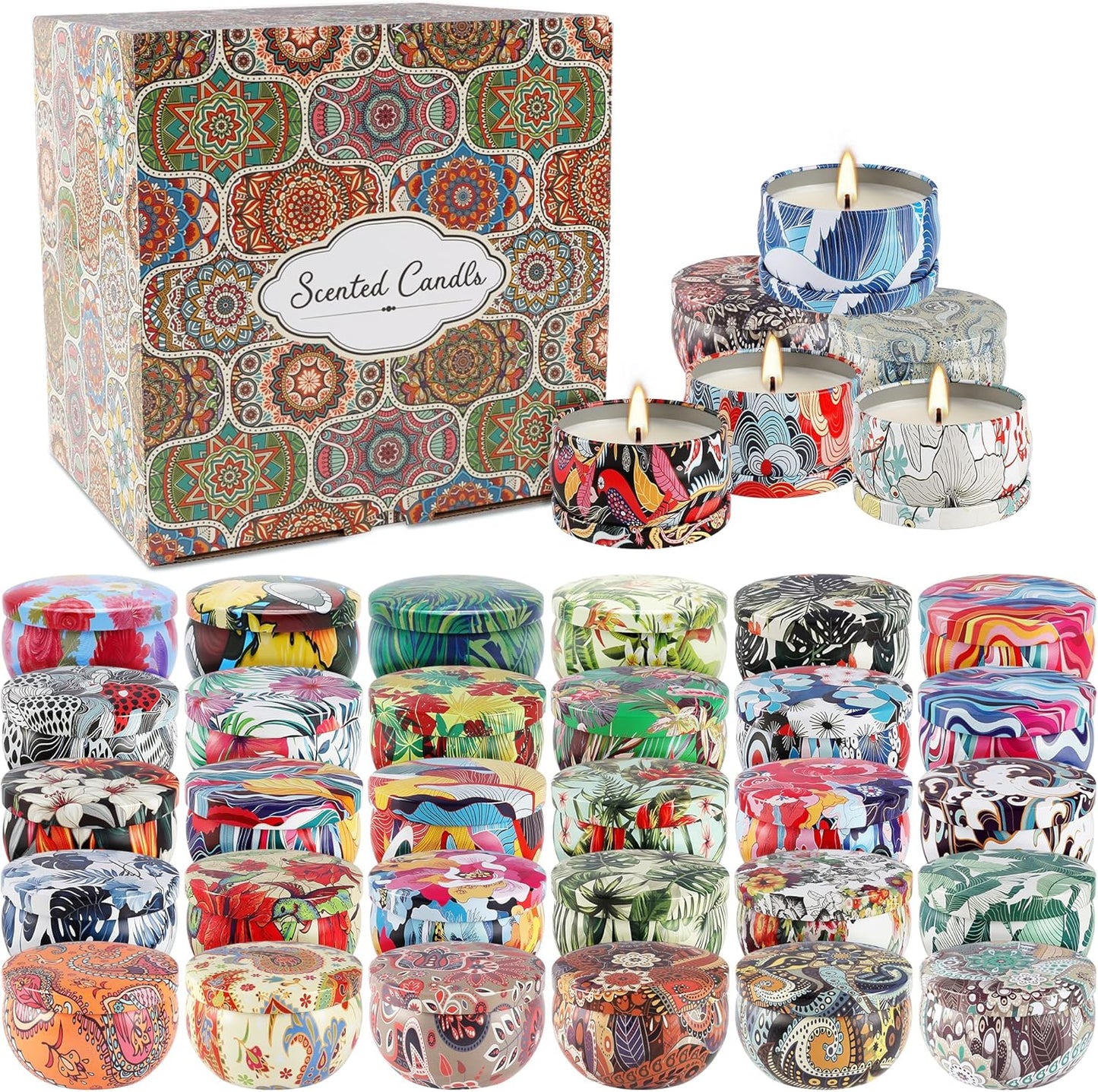36-Pack Scented Candles Gift Set – 2.5oz Long-Lasting Soy Wax Candles with Essential Oils | Aromatherapy for Relaxation, Stress Relief & Sleep | Home Decor, Gifts for Women, Mom, Wife, Friends