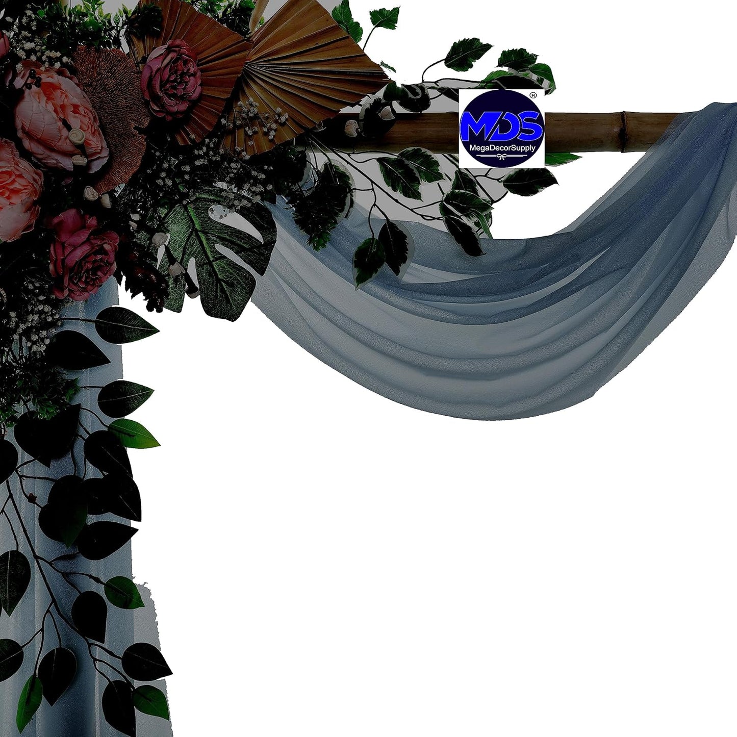 MDS Halloween Chiffon Draping Fabric - 1 Panel, 30" Wide x 20ft Long - Sheer Spooky Arbor & Canopy Drapery for Haunted House Backdrops, Party Ceilings, DIY Costumes & Themed Events - Dusty Blue