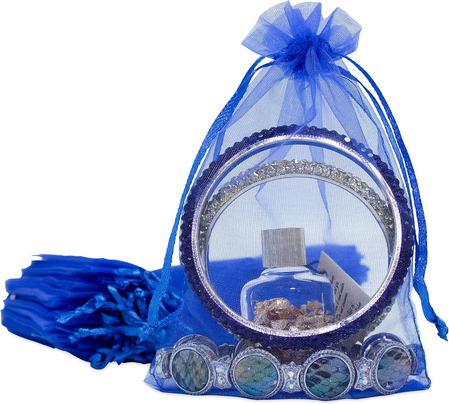 TheDisplayGuys 48-Pack 4x6 Royal Blue Sheer Organza Gift Bags with Drawstring, Goodie Bags for Jewelry, Candy Bags, Treat Bags, Wedding Favors Small Mesh Bags