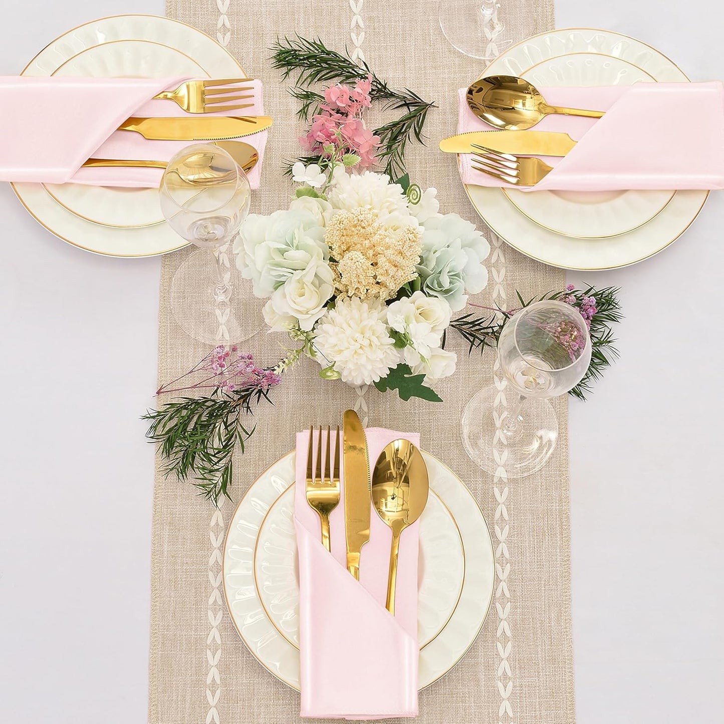 50 Pieces Light Pink Satin Napkins, 17" x 17" Square Table Napkins, Silky Soft Smooth Washable Napkins for Restaurant, Weddings, Dinner, Party Decoration