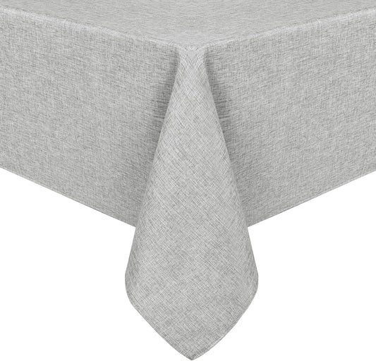 Hiasan Faux Linen Rectangle Tablecloth - Wrinkle and Stain Resistant Washable Table Cloth for Kitchen Dining Room Holiday Table Cover for Dinner, Light Grey, 70 x 120 Inch