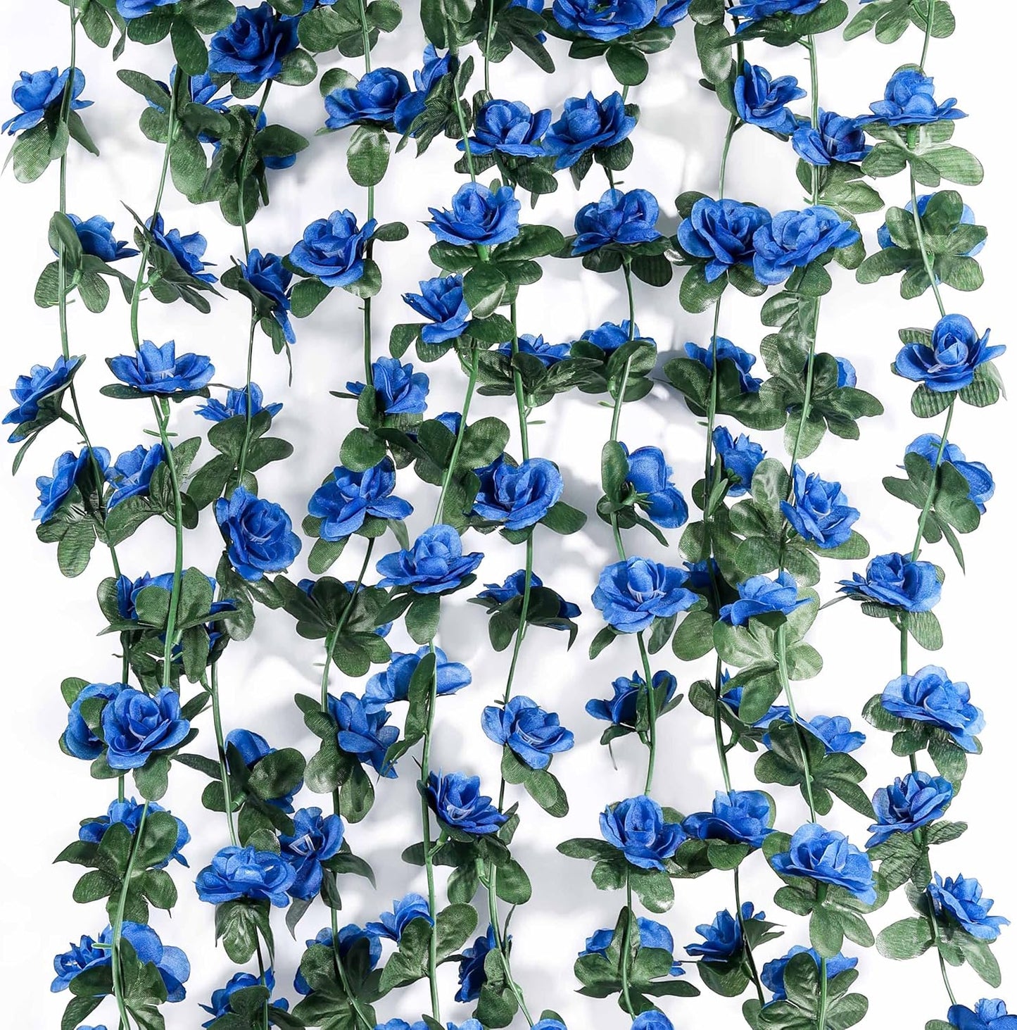 Miracliy 5Pcs 41FT Blue Flower Garland Artificial Rose Arch Vines Fake Spring Floral Garland for Flower Wall Backdrop Wedding Mothers Day Garden Tea Party Decoration