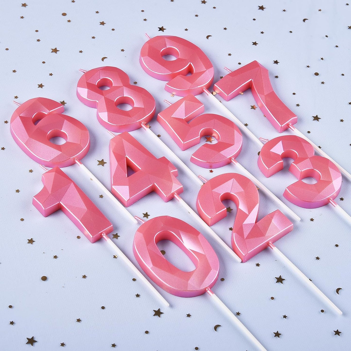 PHD CAKE 2.76 Inch Crystal Pink 4 Number Birthday Candles, Pink Number Candles, Cake Number Candles, Party Celebration