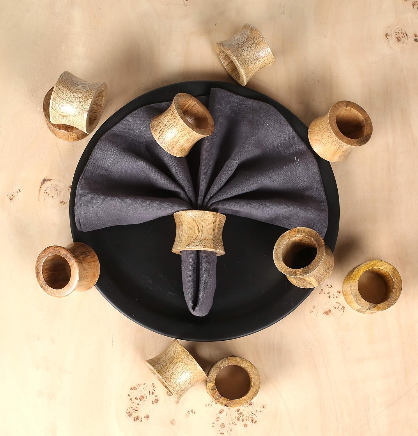 Wooden Napkin Rings Set of 12 - Handcrafted Napkin Holder for Dinner Table Decoration, Weddings, Home, Kitchen, Decor, Dinner, Parties, Every Day Use - Durable, Versatile (Brown)- CLEENTABLE