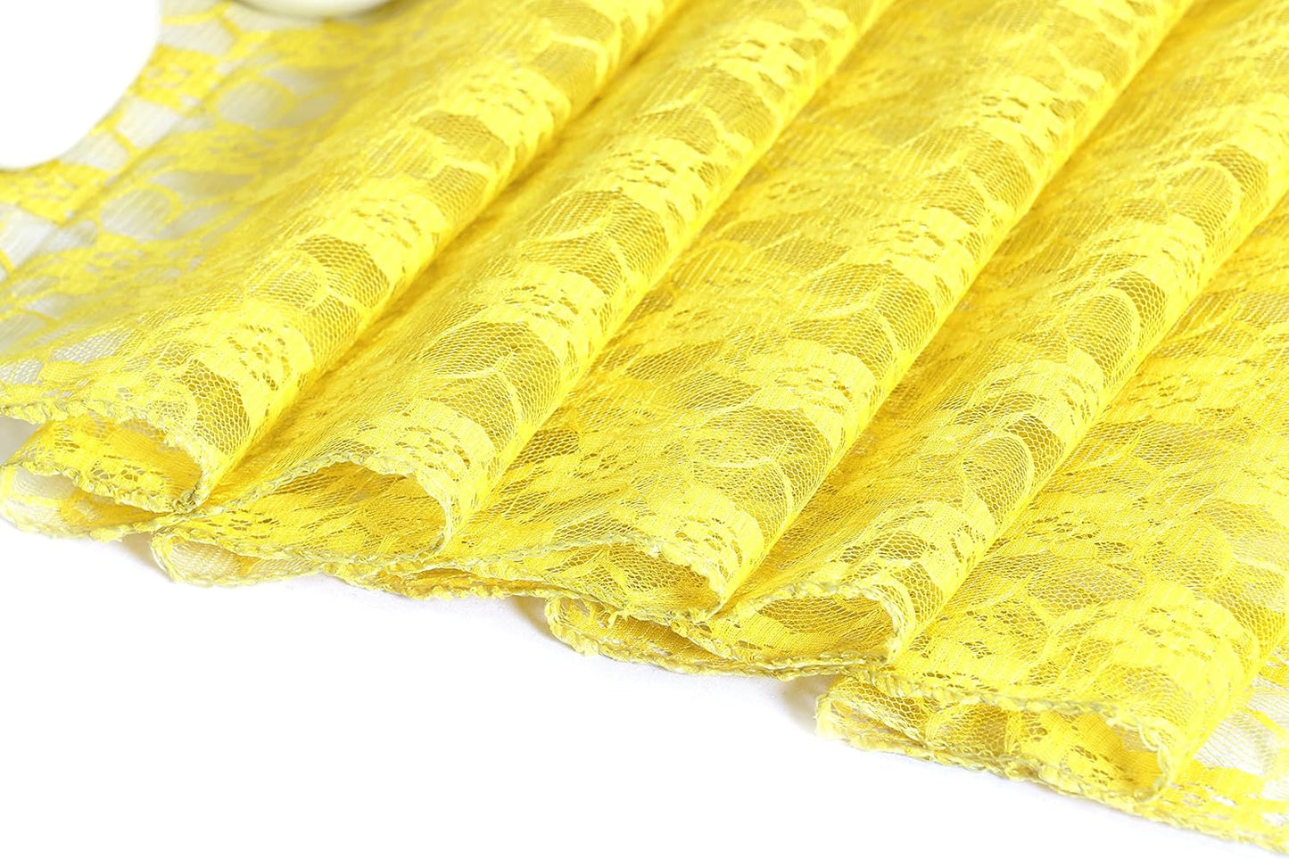 MDS Pack of 10 Wedding 12 x 108 inches Lace Table Runner for Wedding, Decorations for Birthday Parties, Banquets, Graduations, Engagements, and Runners fit Rectangle, Round Table- Yellow