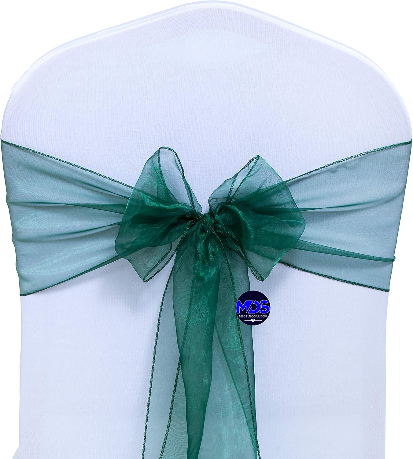MDS Pack of 100 PCS Organza Chair Sashes Wider Dining Chair Bows Ribbon Tie Back for Wedding Party Birthday Bridal Shower Reception Event Banquet Home Chair Cover Decoration - Hunter Green
