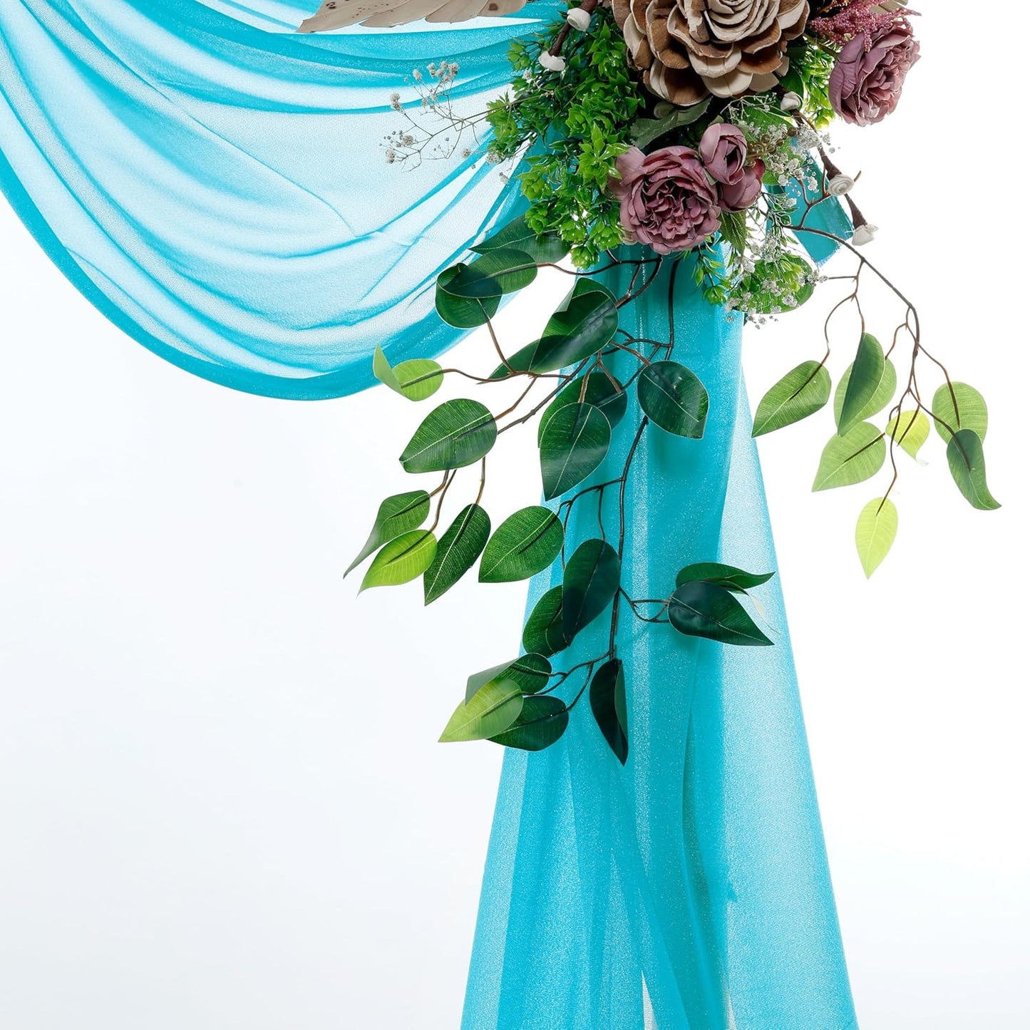 VDS Pack of 1 Panel (30 Inch X 20 Feet) Wedding Arch Draping Fabric Sheer Chiffon Fabric Drapery for Wedding Ceremony Reception Swag Backdrop Canopy Chuppah ARBO Altars Decoration (Peacock Blue)