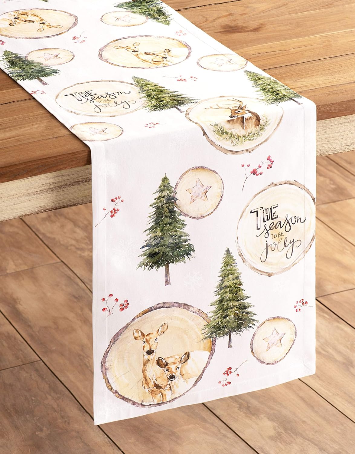 Maison d' Hermine Table Runner 100% Cotton Single Layer Table Runners 48 inches Long Decorative for Home Kitchen Dining Party Baby Shower Wedding Bridal Shower (Mountain Life, 14.50" x 48")