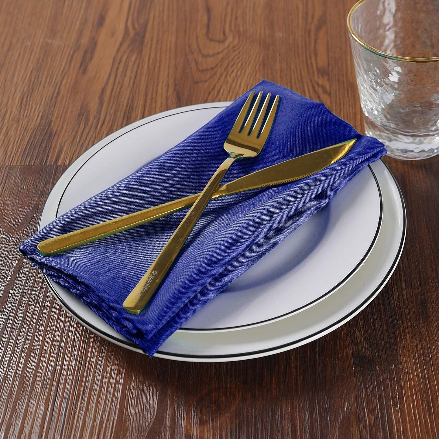 Cloth Napkins 17x17 inch Washable Polyester Dinner Napkins Soft Table Napkins for Wedding Party Dining Banquet(Royal Blue,12PCS)