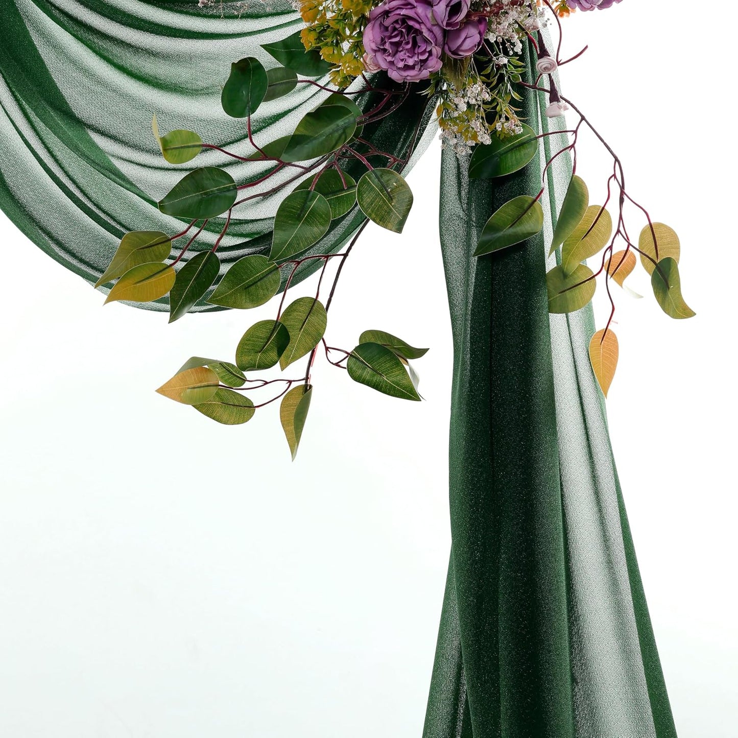 VDS Pack of 1 Panel (30 Inch X 30 Feet) Wedding Arch Draping Fabric Sheer Chiffon Fabric Drapery for Wedding Ceremony Reception Swag Backdrop Canopy Chuppah ARBO Altars Decoration (Hunter Green)