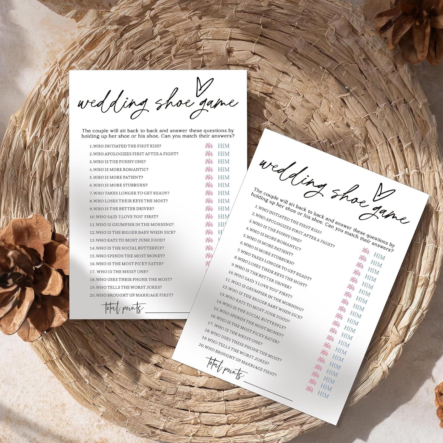 Fun Wedding Games Set - 25 Bridal Shower Games Cards, Engaging Bridal Party Entertainment for Wedding Shower, Engagement Party & Reception Fun a Must-Have for Minimalist Newlywed Game - A06