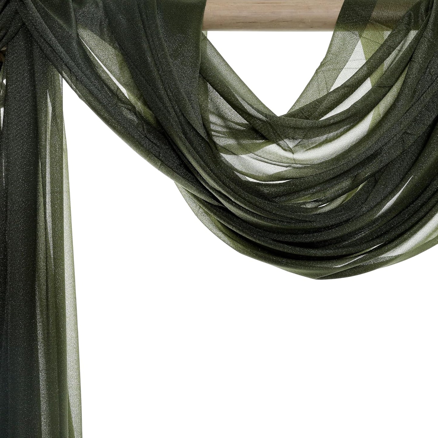 VDS Pack of 1 Panel (30 Inch X 100 Feet) Wedding Arch Draping Fabric Sheer Chiffon Fabric Drapery for Wedding Ceremony Reception Swag Backdrop Canopy Chuppah ARBO Altars Decoration (Olive)